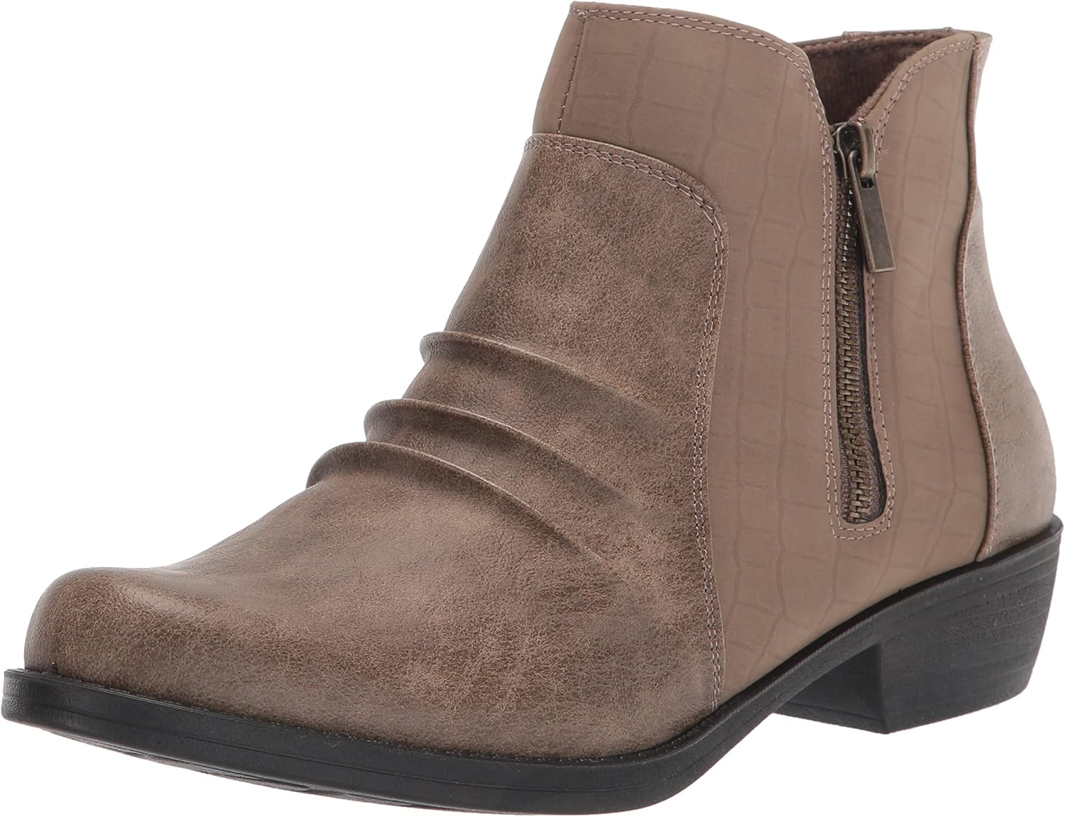 Easy Street Women's Verna Ankle Bootie Boot, Taupe/Taupe Croco, 6 Wide