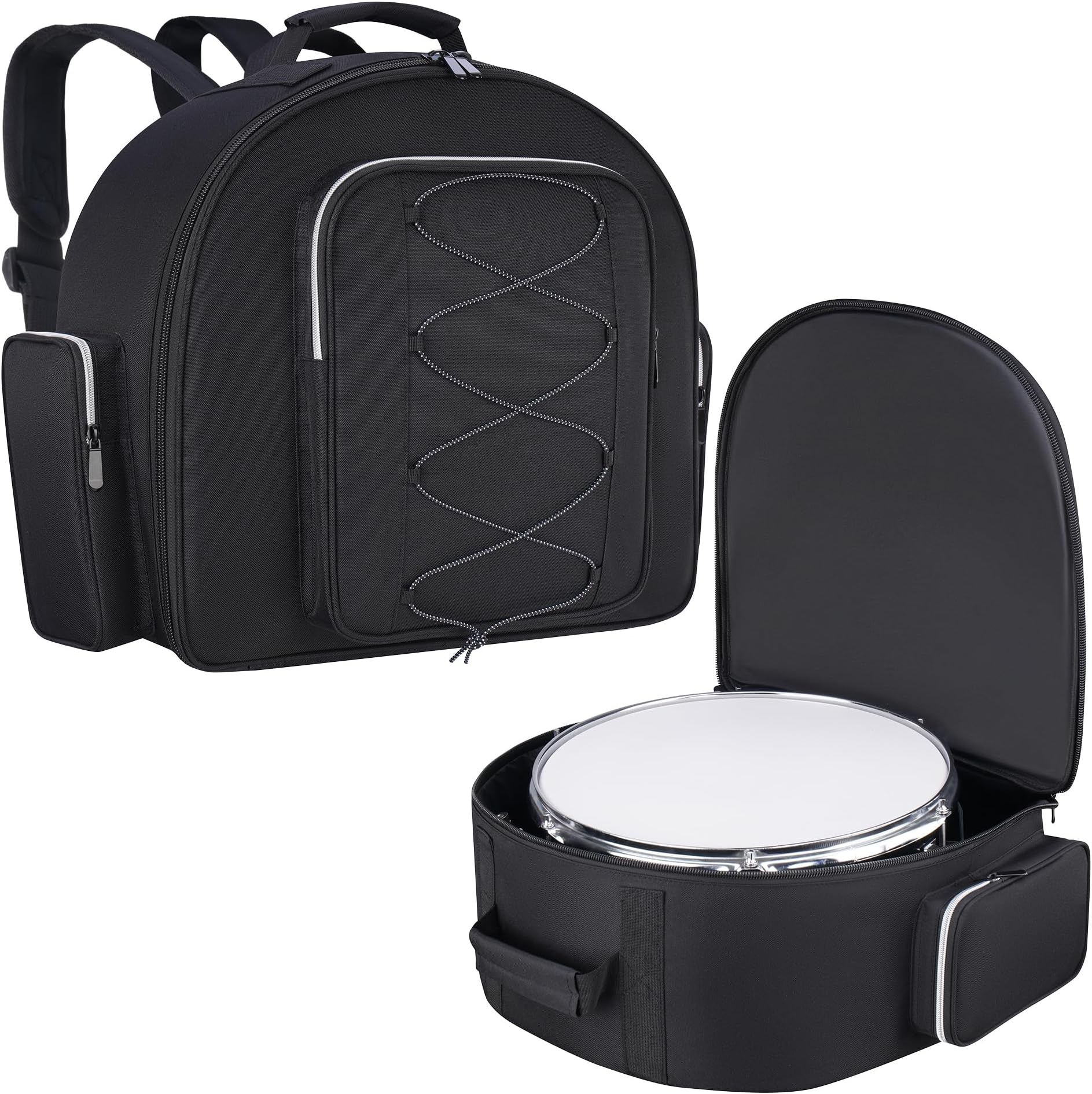 Snare Drum Bag 14 x 6.5'', Snare Drum Backpack Bag with 8MM Thick Padded, Drum Case Carrying Gig-bag with Multi-pocket, Heavy Duty, Durable, Comfortable