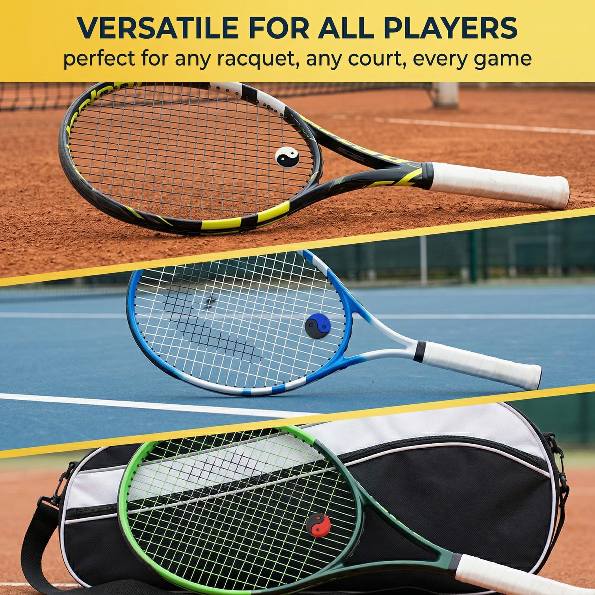 Pezzi 9 Smorzatori Tennis Tai-Chi Silicone Antivibrazione Set Accessori Racchetta