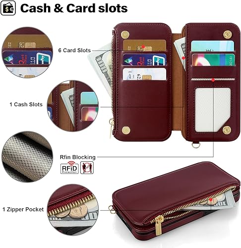 Miniatura 3 de Antsturdy Funda tipo cartera desmontable 2 en 1 para iPhone 15 Plus con MagSafe, bloqueo RFID, magnética, carga inalámbrica, funda de piel