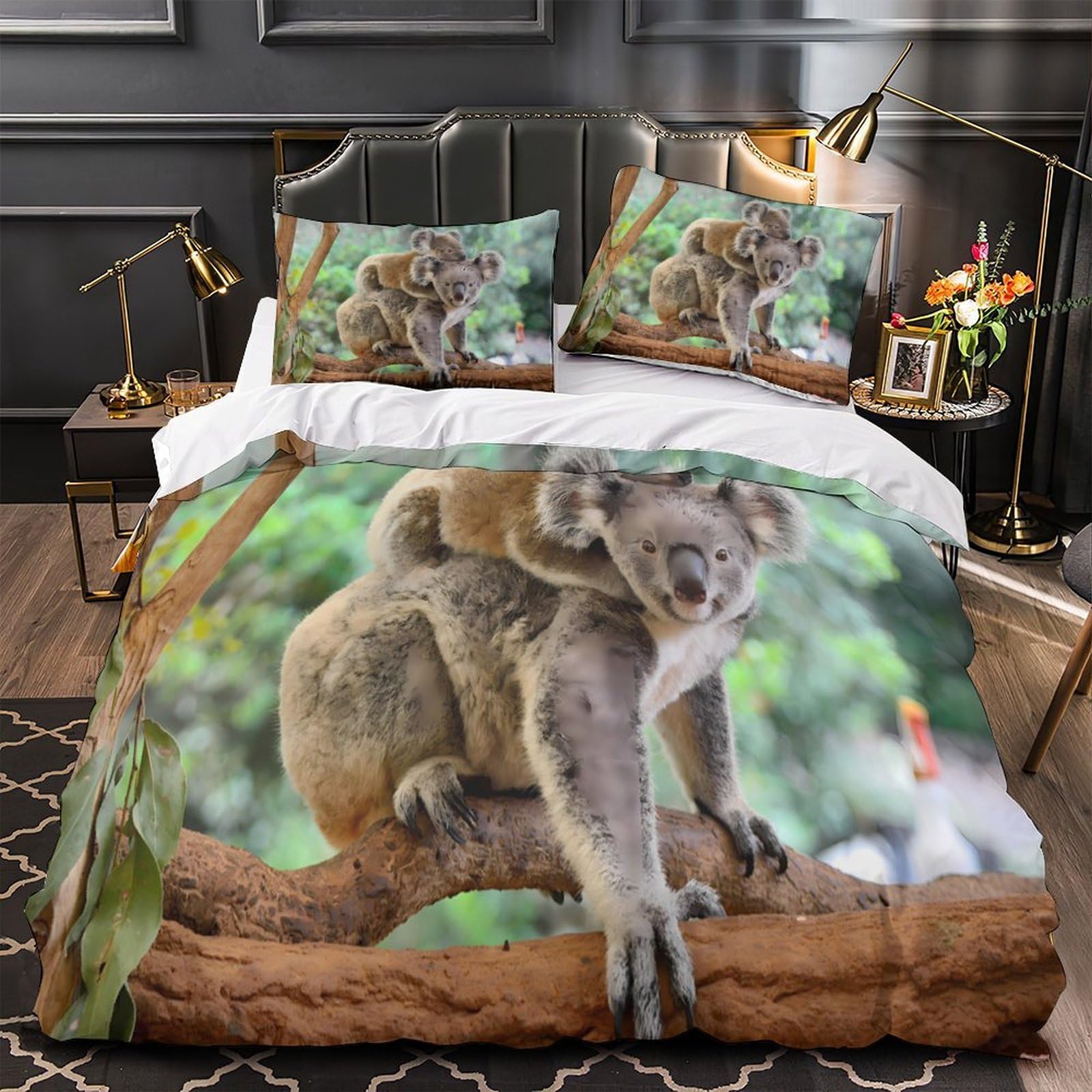 Linge de lit microfibre 3D Koala Mother parure 3 pièces 135x200cm pour ado