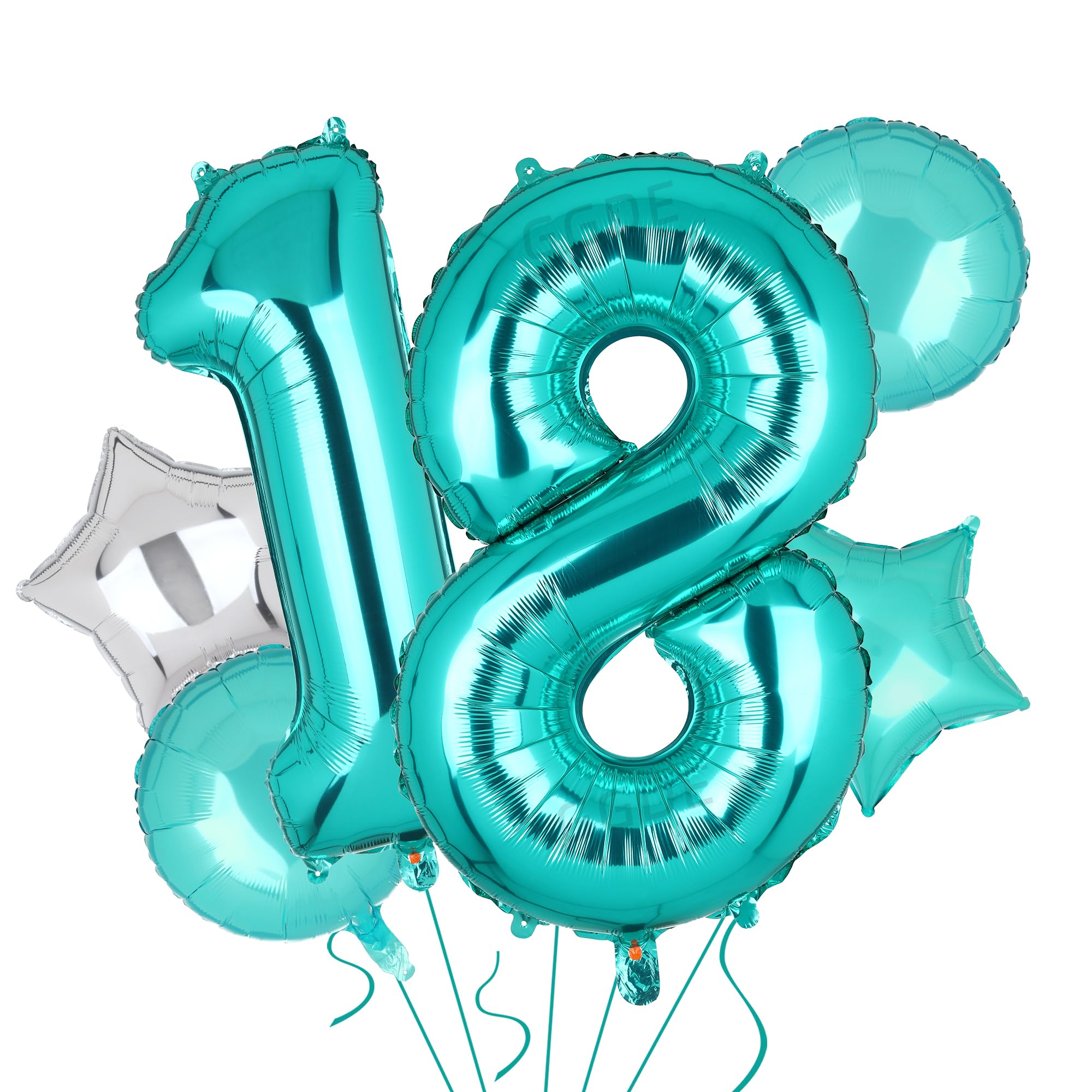 Teal Blue Number 18 Balloons 40 Inch Big Helium Mylar Digital Balloon Mermaid Theme Anniversary Wedding 18th Birthday Party Decor Supplies 5 Pcs