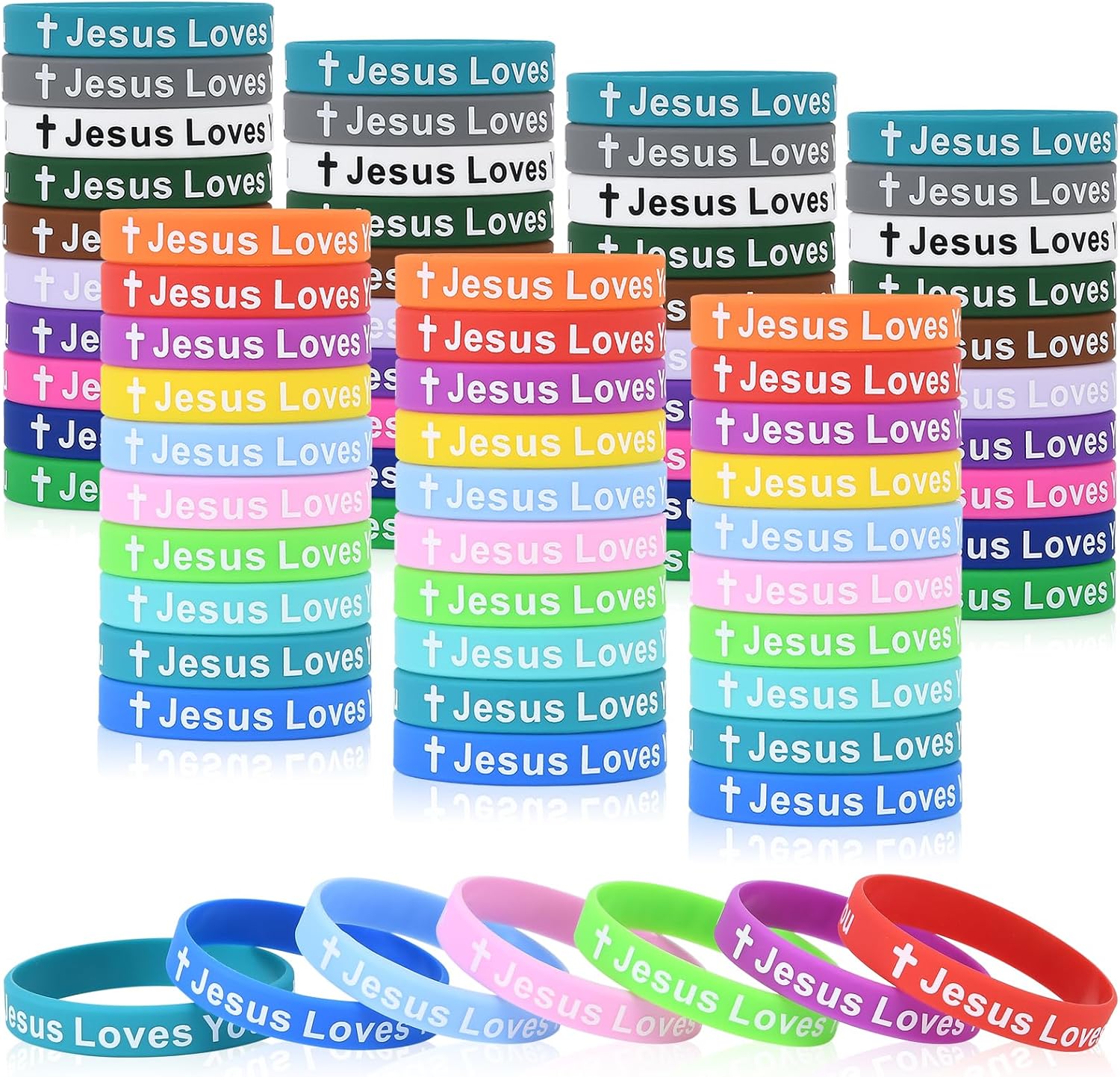 Jesus Loves You Silicone Wristbands Colorful Rubber Christian Bracelets for Men Women Party Favors