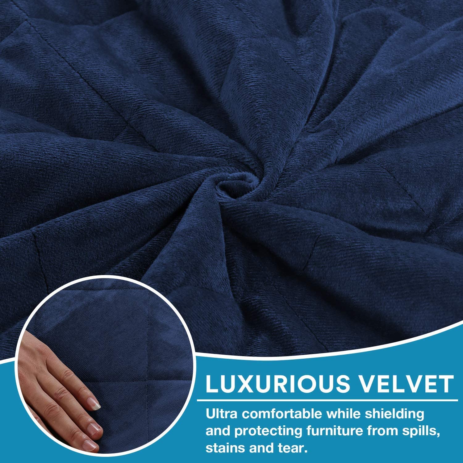 Funda para Silla Relax Reversible Funda para Silla Reclinable De Terciopelo Funda para Sofá Reclinable con Respaldo Antideslizante Y Correa Elástica Más Ancha (Armada,1 Plazas 71 cm)