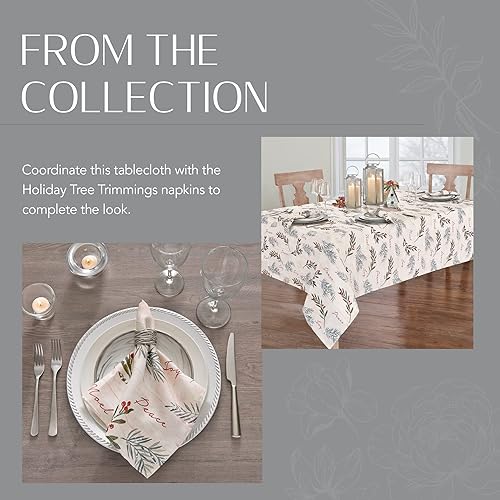 Miniatura 5 de Elrene Home Fashions - Mantel navideño con adornos de árbol de Navidad de tela resistente a arrugas, 177,8 cm, redondo