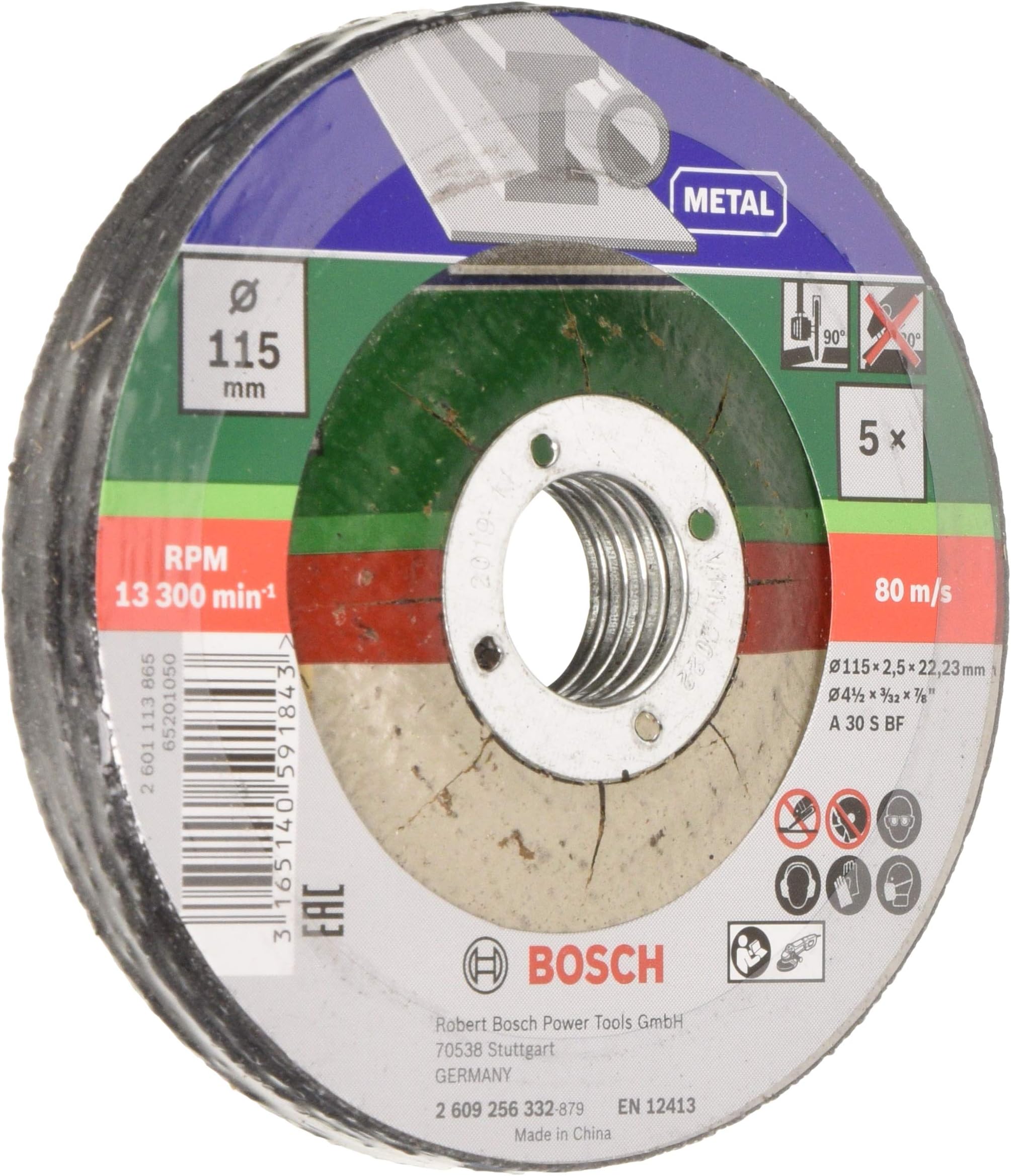 2609256332 5-Piece Cutting Disc Set with Depressed Centre for Metal D 115 mm