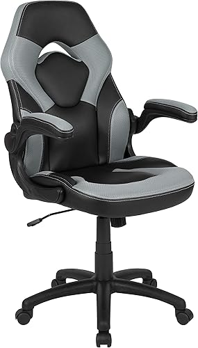 Miniatura 89 de Flash Furniture Juego de escritorio para juegos negro y silla de carreras blanco/negro con soporte para tazas, gancho para auriculares y soporte