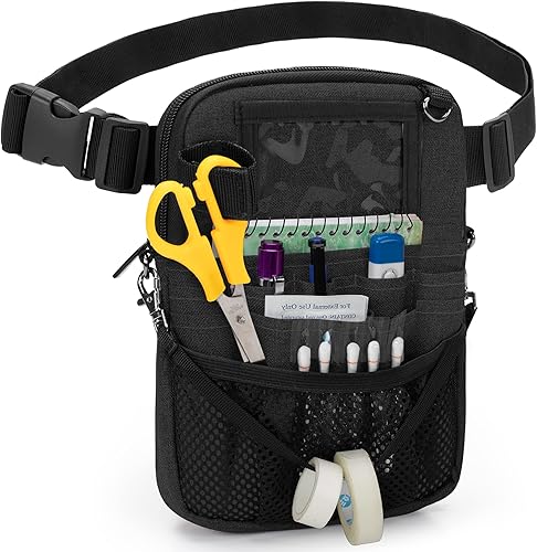 Miniatura 9 de Trunab Riñonera para enfermera con soporte para cinta y bolsillos para equipo médico, bolsa de almacenamiento de cintura de enfermera, con correa