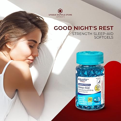 Miniatura 3 de Unique Bundle Store Equate, difenhidramina 50 mg, cápsulas blandas de 100 cápsulas blandas de máxima resistencia para el sueño de difenhidramina HCl
