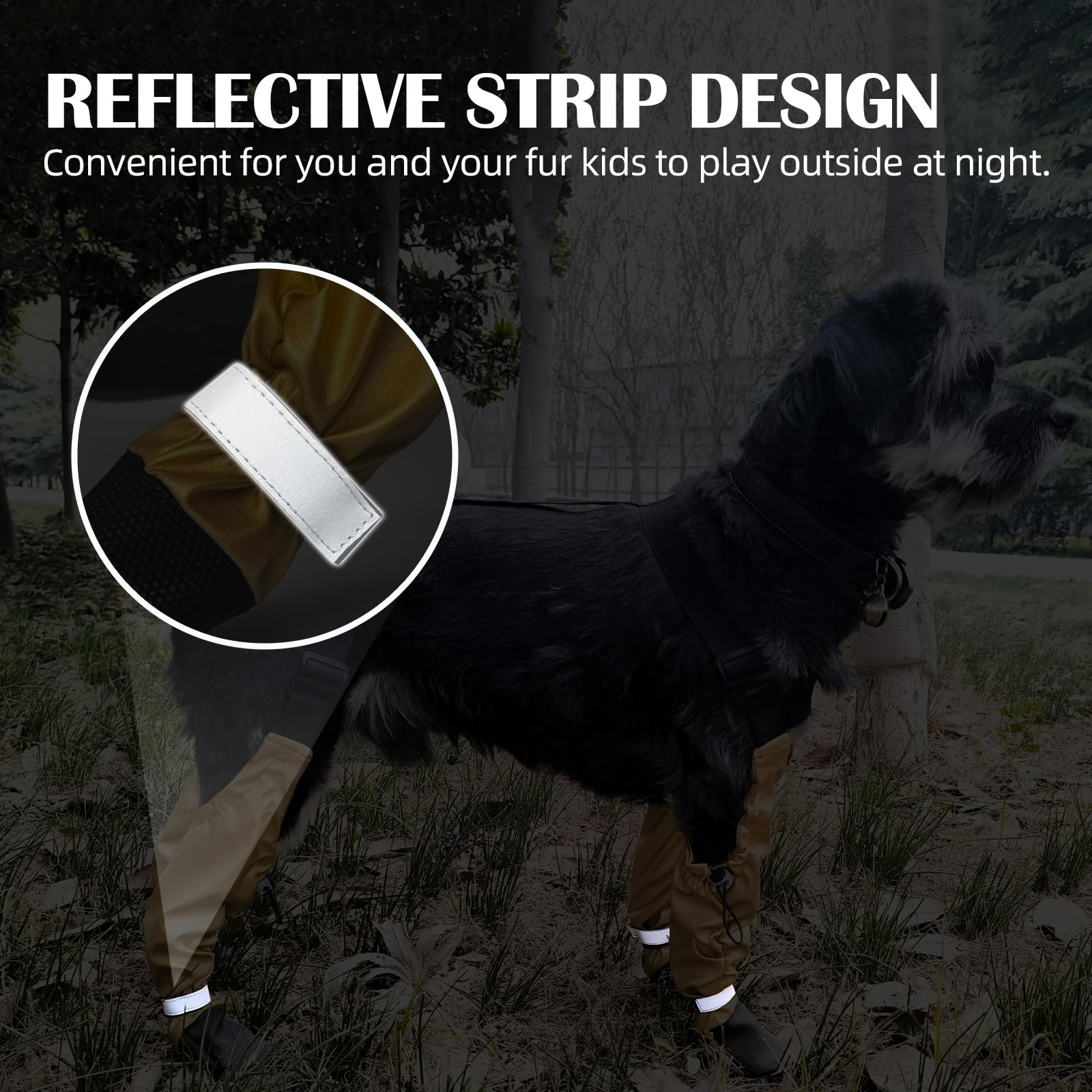 Harnais réglable – Chaussures pour chien avec bandes réfléchissantes, antidérapantes et imperméables, protection des pattes pour toutes les saisons (L)