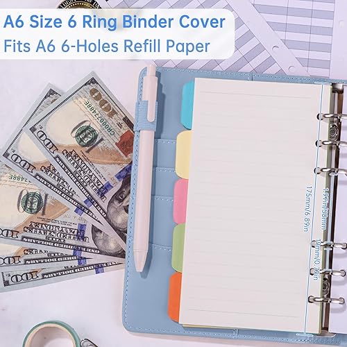 Vista 114 de Antner - Archivador de piel sintética con 6 anillos, para papel de tamaño A6, agenda personal con hojas sueltas y cubierta con cierre magnético