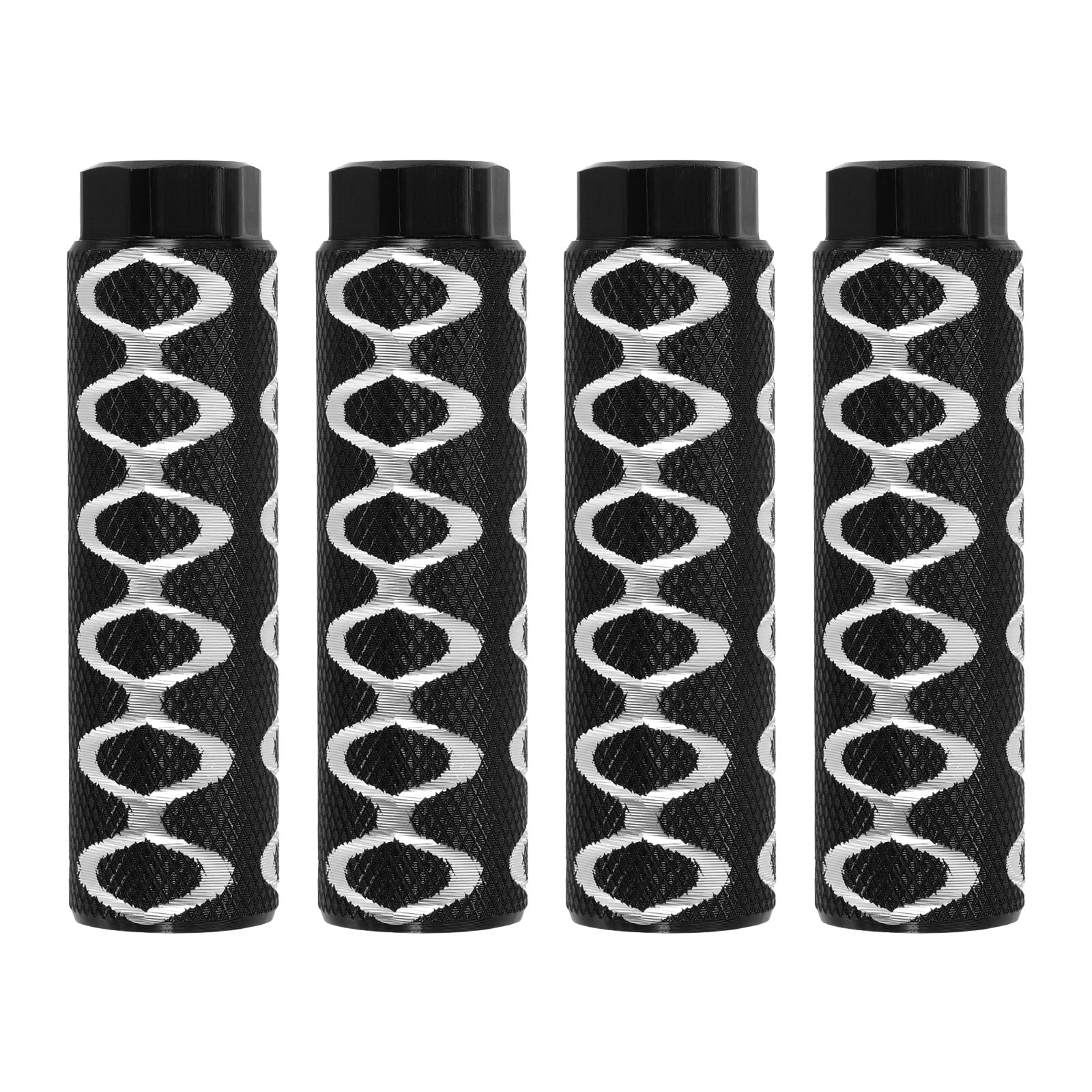 PATIKIL Bike Pegs Fit 3/8 Inch Axles, 4 Pack Aluminum Alloy Anti-Skid Lead Foot Bicycle Peg Back Seat Stands with Circle for BMX Mountain Dirt Bike Cycling Rear Stunt Pegs, Black