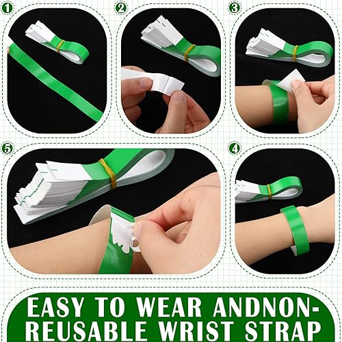 Miniatura 5 de Tudomro Paquete de 2400 pulseras de papel neón a granel, impermeables, ligeras, adhesivas, conciertos, eventos, fiestas para identificación de mano,