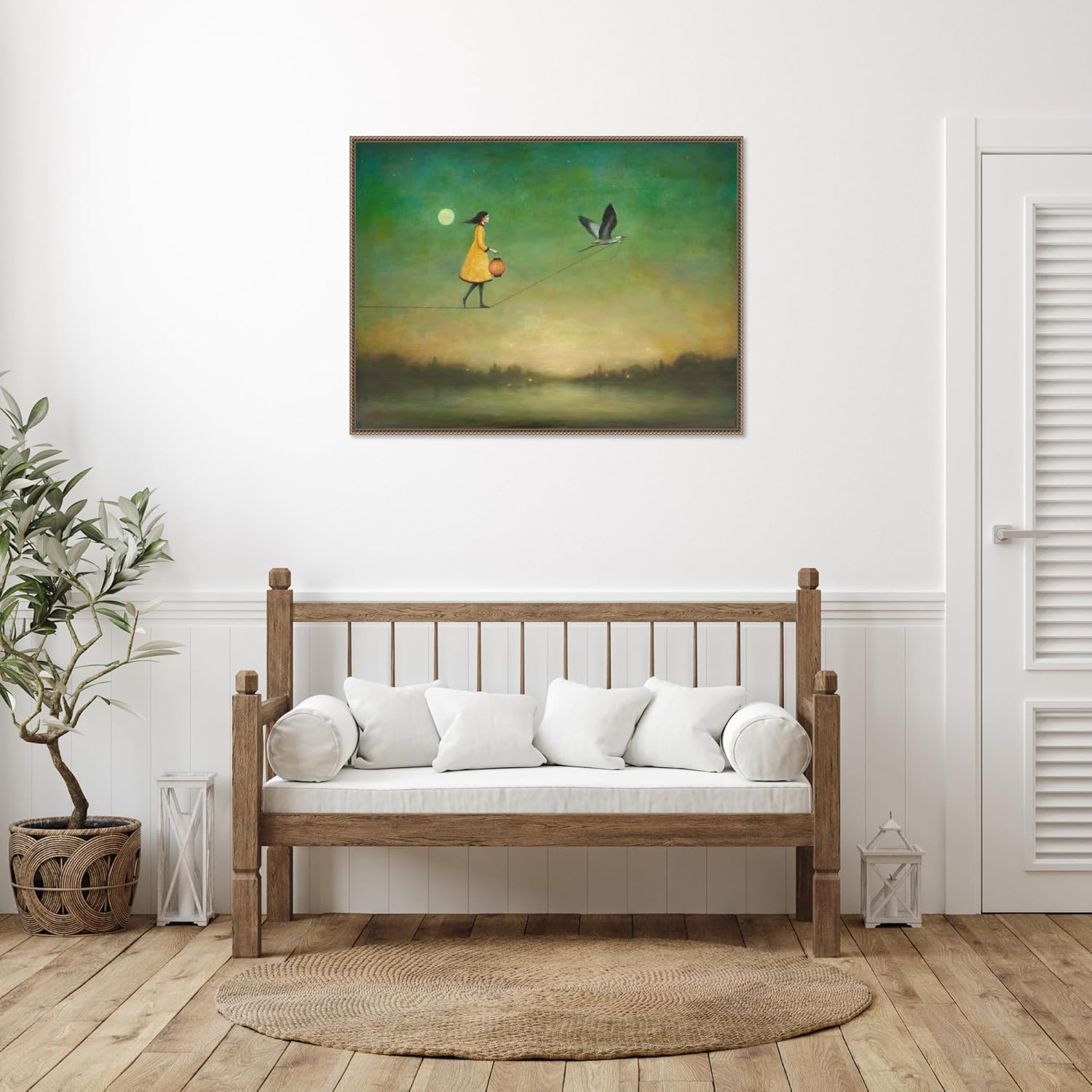 Amanti Art Framed Canvas Wall Art 32x42 Blue Moon Expedition by Duy Huynh, Framed Wall Art Canvas, Abstract Artwork, Traditional Decor, Oversize Poster Painting for Living Room, Bedroom, Bathroom,