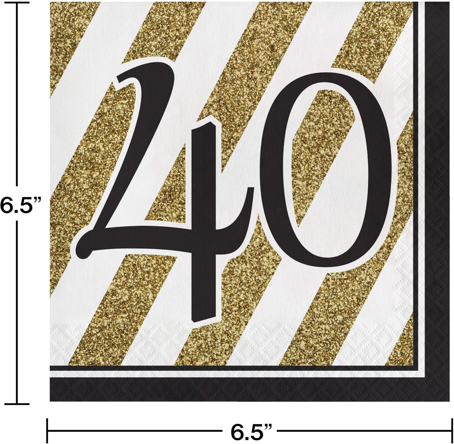 Pack of 192 Gold and White Striped with Black"40" and Border 2-Ply Party Lunch Napkins