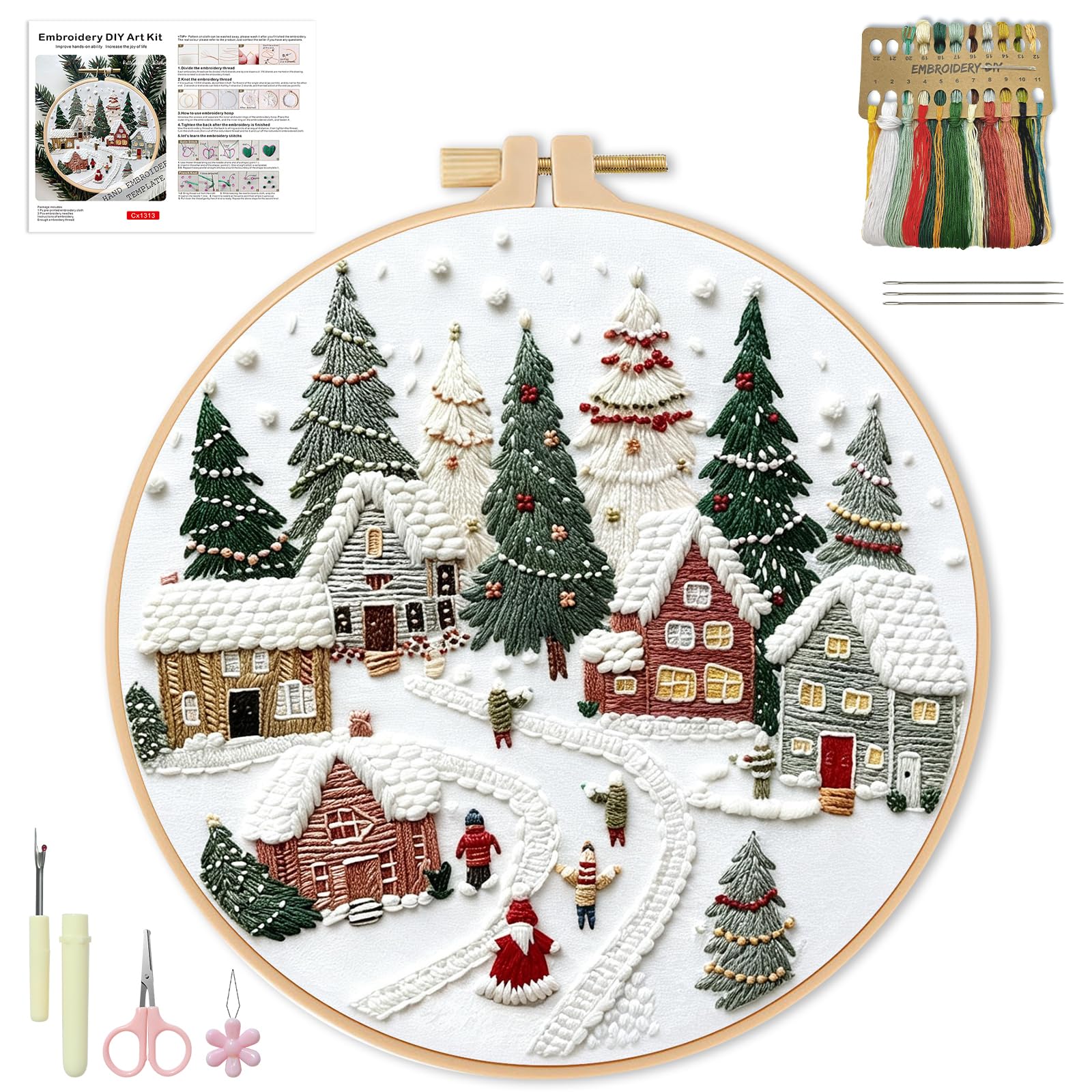 WIVLAX Christmas Embroidery Kits, DIY Craft Gift Set for Women and Adult