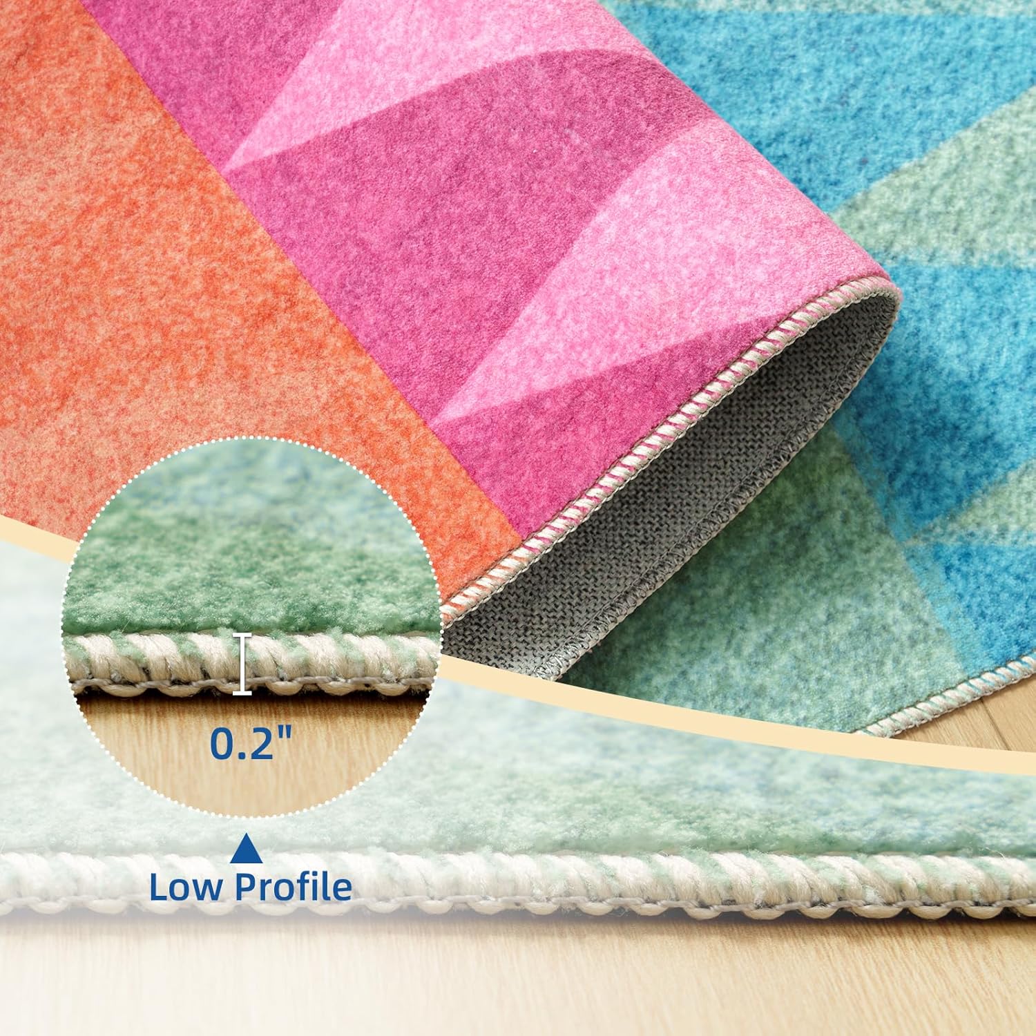 Washable 2'x 6' Runner Rug, Non-Slip Hallyway Rugs Carpet for Bedroom, Modern Colorful Rugs for Living Room, Entryway Laundry Room