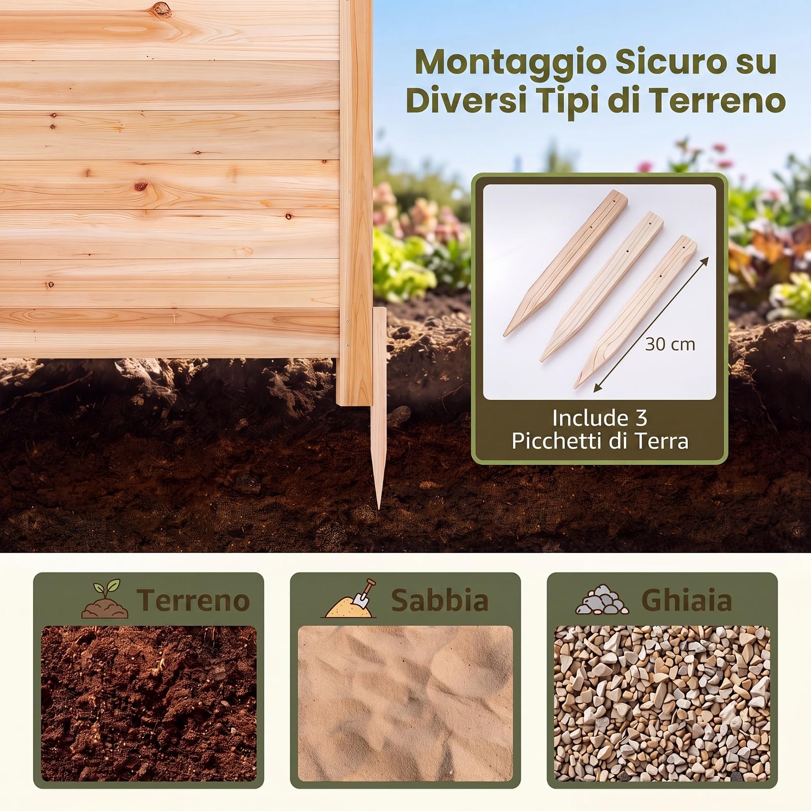 GYMAX Recinzione Giardino Esterno, Staccionata in Legno