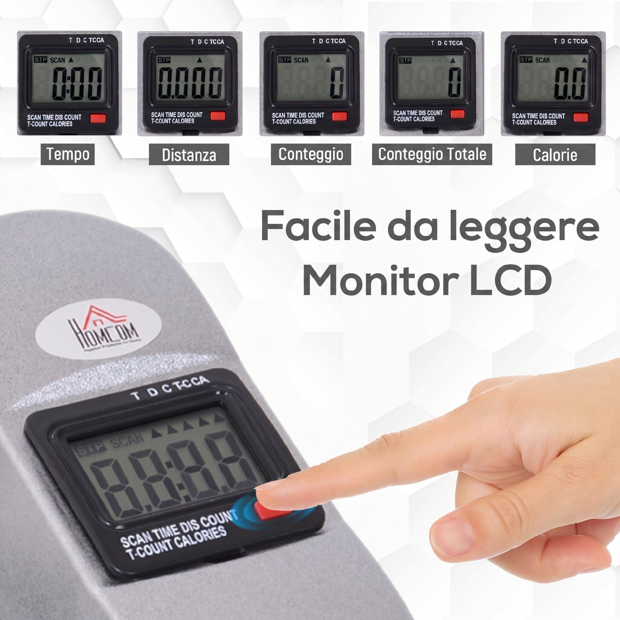 HOMCOM Mini Cyclette Portatile per l'Allenamento di Gambe per Braccia, Pedaliera per Riabilitazione con Display LCD, Ruota in Ghisa, 35x40x31 cm