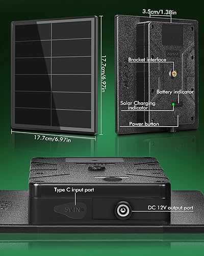 Miniatura 9 de KEPEAK Panel solar para cámara de rastro - Batería de 6000 mAh, cargador de batería solar de 12 V, impermeable, para monitoreo de vida silvestre al