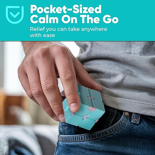 Miniatura 5 de BunMo Infinity Cubes Paquete de 2 juguetes para la ansiedad diseño de cubo infinito galaxia púrpura y azul rosa Cubo para la ansiedad se dobla como