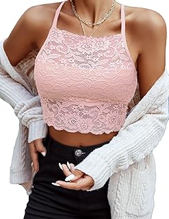 Avidlove Lace Racerback Bralettes for Women Sexy Floral Top Crop Double-Layered Camisoles S-XXL