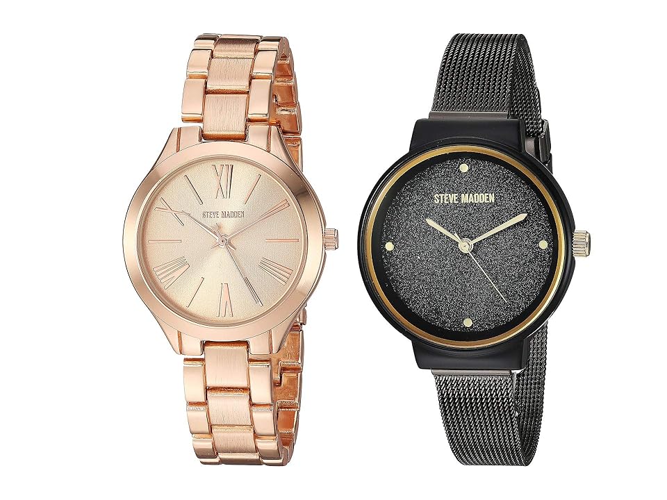 

Steve Madden Mesh Watch and Link Watch Set SMWS052 (Black/Rose) Watches