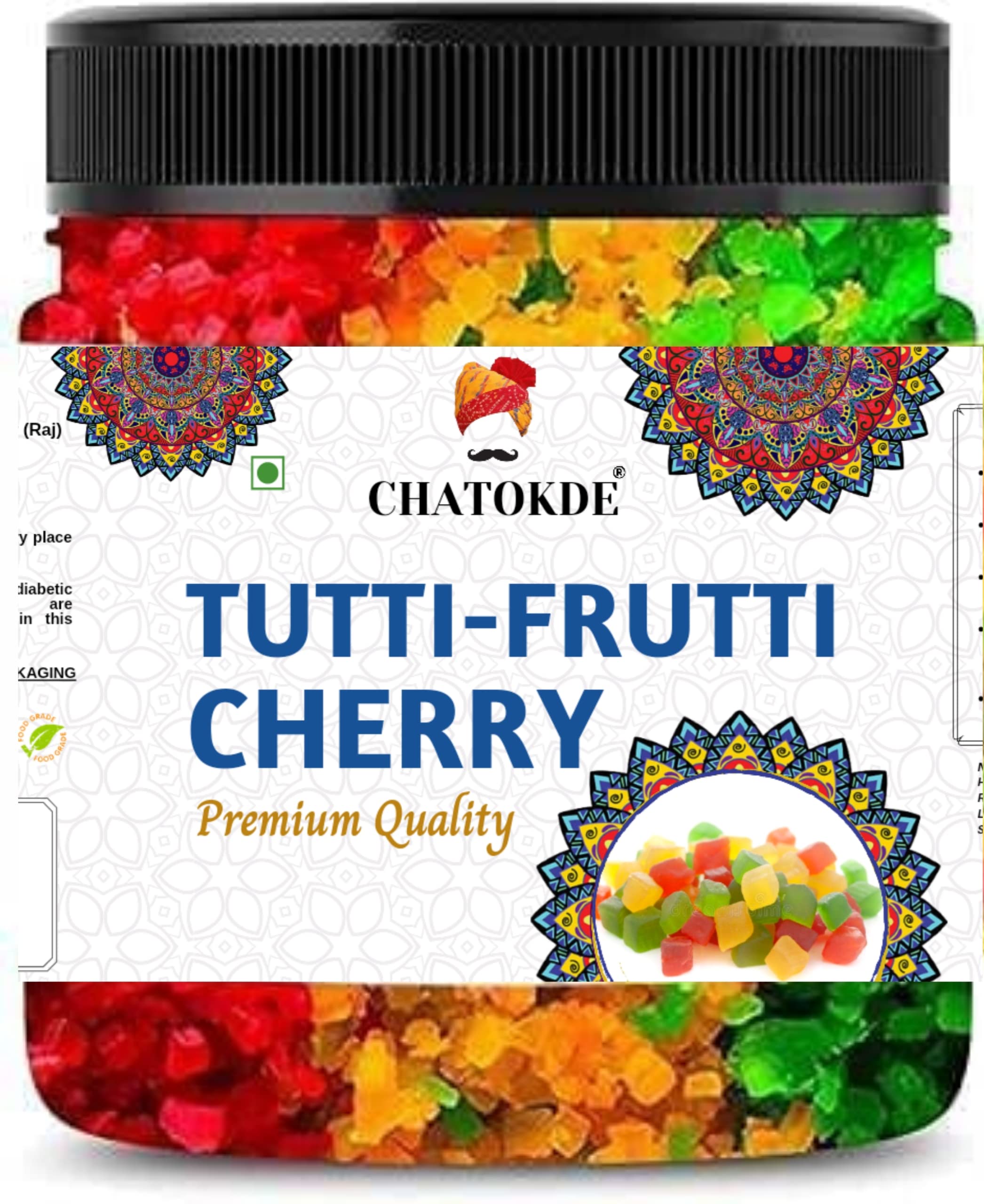 CHATOKDE Mix Colorful Tutti Frutti Cherries for Cake Decoration - 400g Jar Pack | Natural Fresh and Tasty Cherry Fruits Sprinkles Toppings for cakes, Shakes, Ice Cream, Dessert, Bread and Pastries Candies-image-11