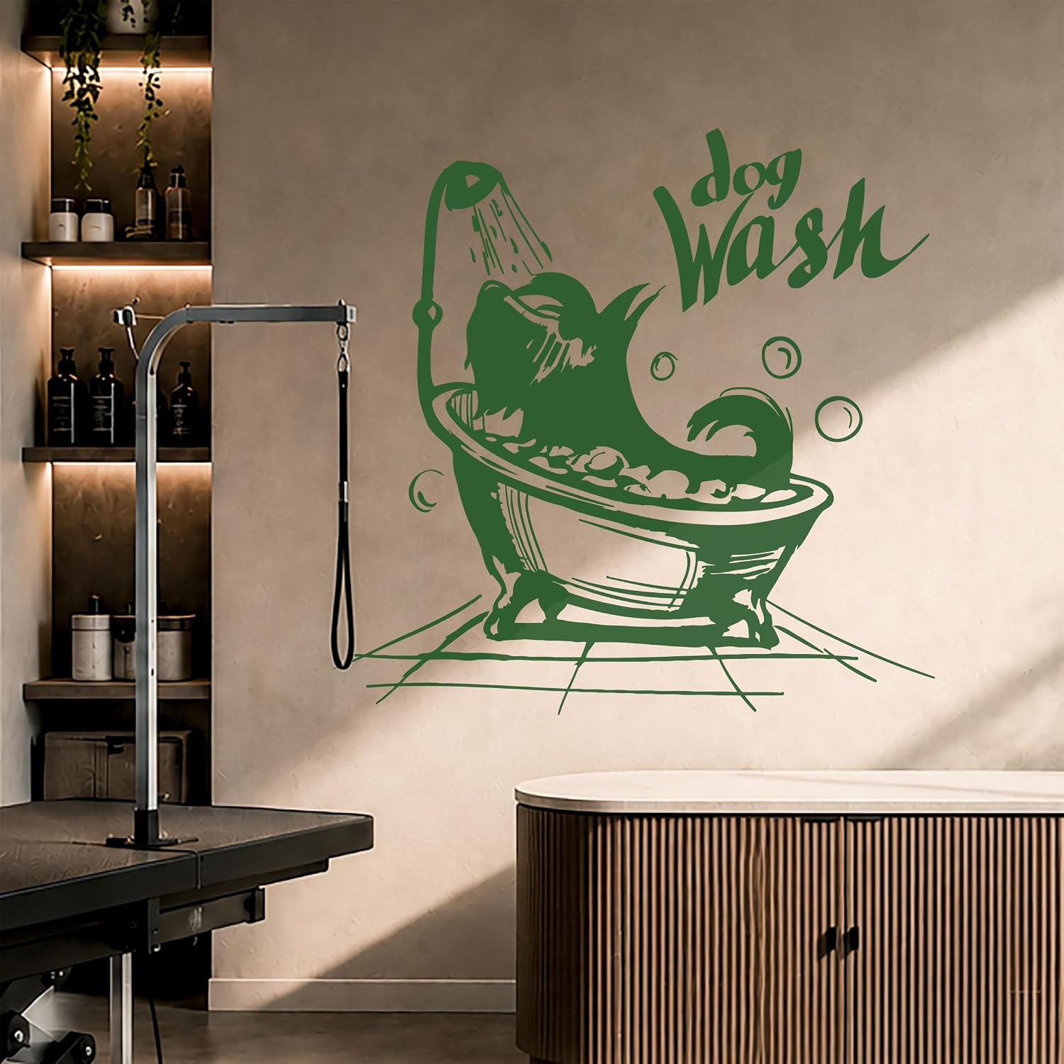 Vinyl Wall Decal Pet Dog Wash Grooming Salon Bathroom Shower Stickers Mural Large Decor (g2161) Black