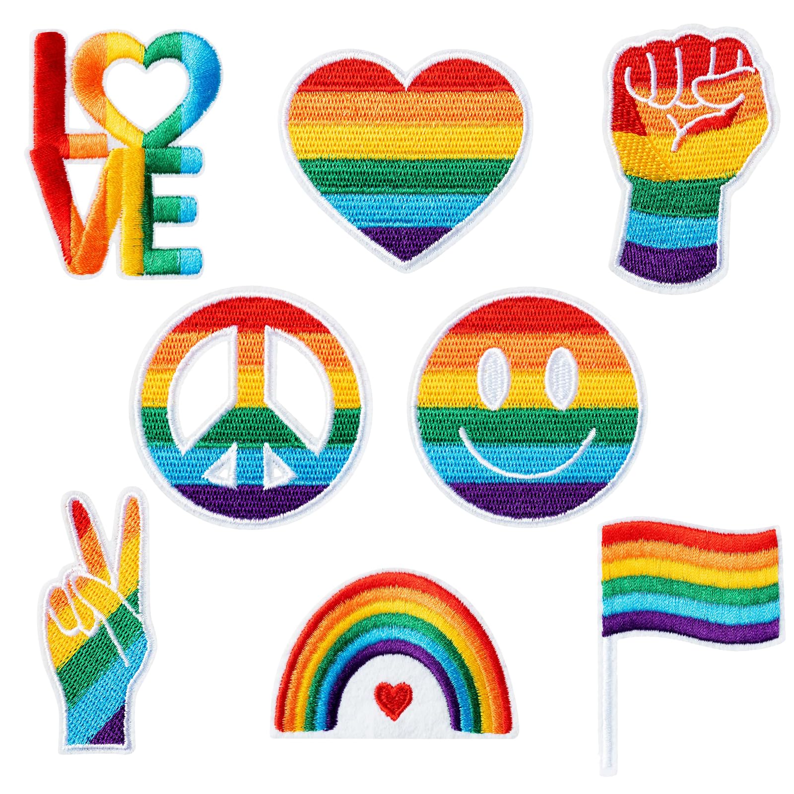 IANZE 8PCS LGBT Iron on Patches Lesbian Gay Rainbow Pride Day Embroidered Patches for Clothes, Dress, Hat, Jeans, DIY Accessories