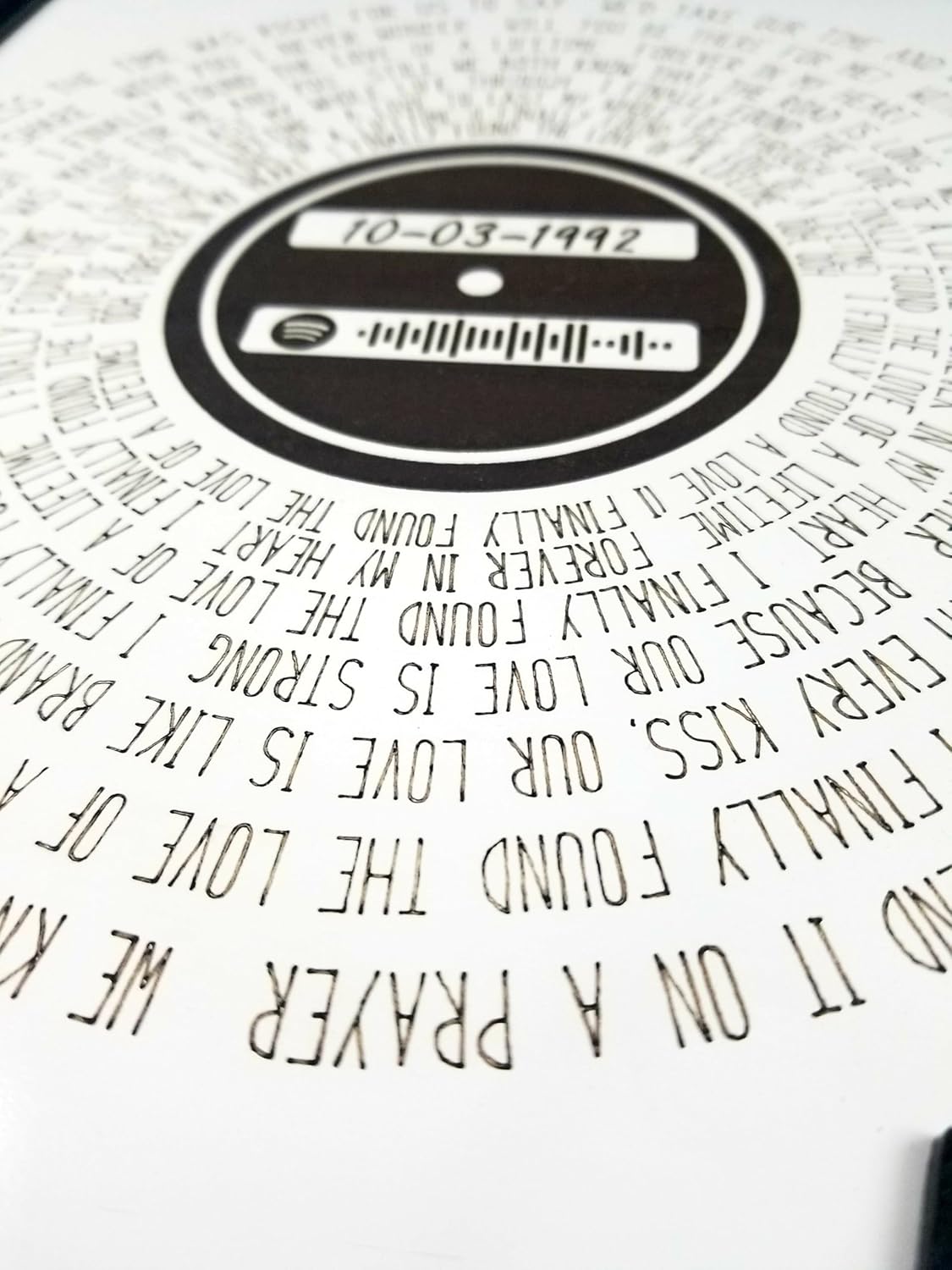 Personalized Engraved Song Lyrics Record Plaque with Spotify Code and Date Anniversary Gift for Wedding Gift Romantic Gift for Special Someone Custom Wood Plaque not a Print or Canvas