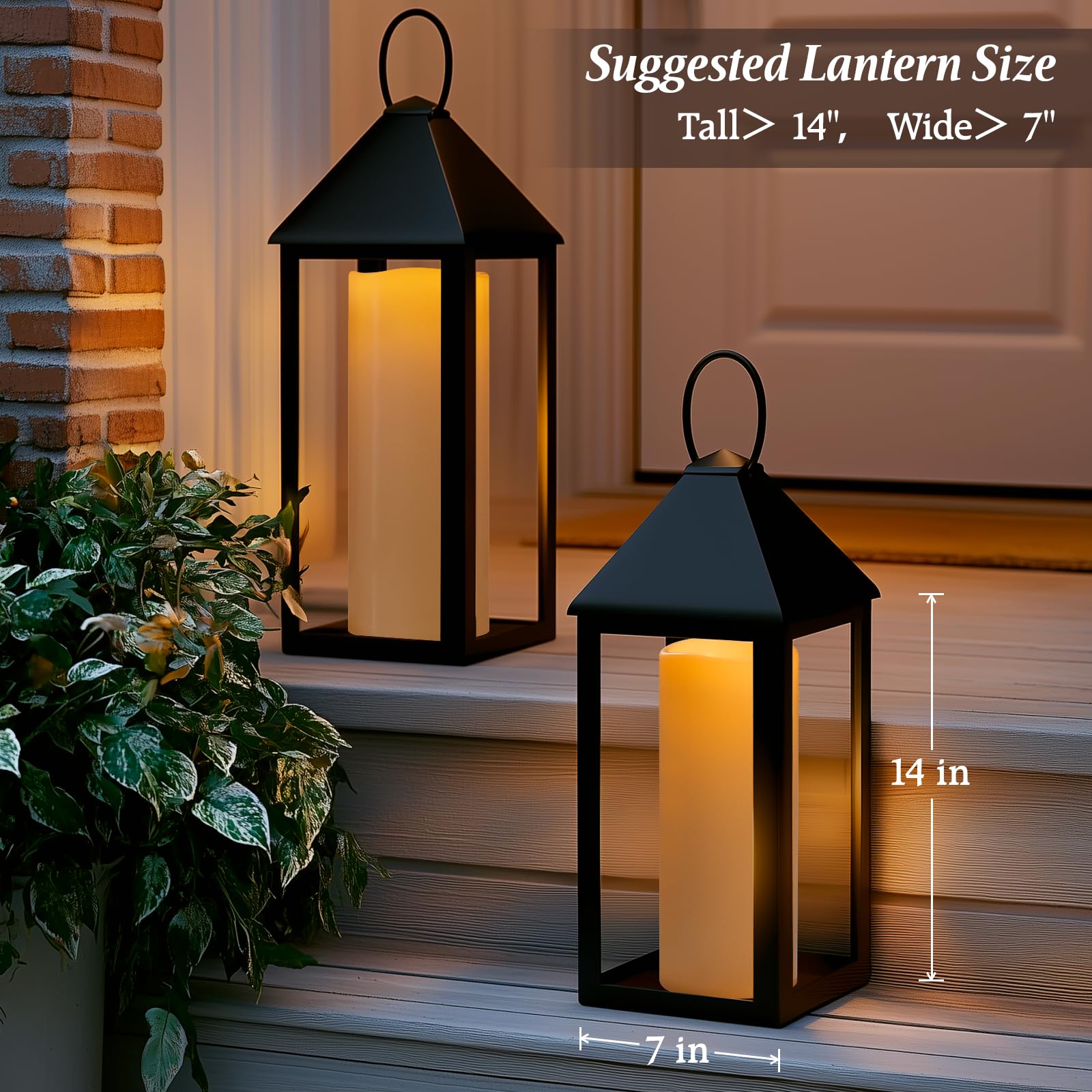 Qi8Li Candele a pilastro senza fiamma per esterni, 10,2 x 20,3 cm, con telecomando e timer, oltre 1000 ore, candele elettriche a LED tremolanti, impermeabili, a batteria, per lanterne (bordo smerlato