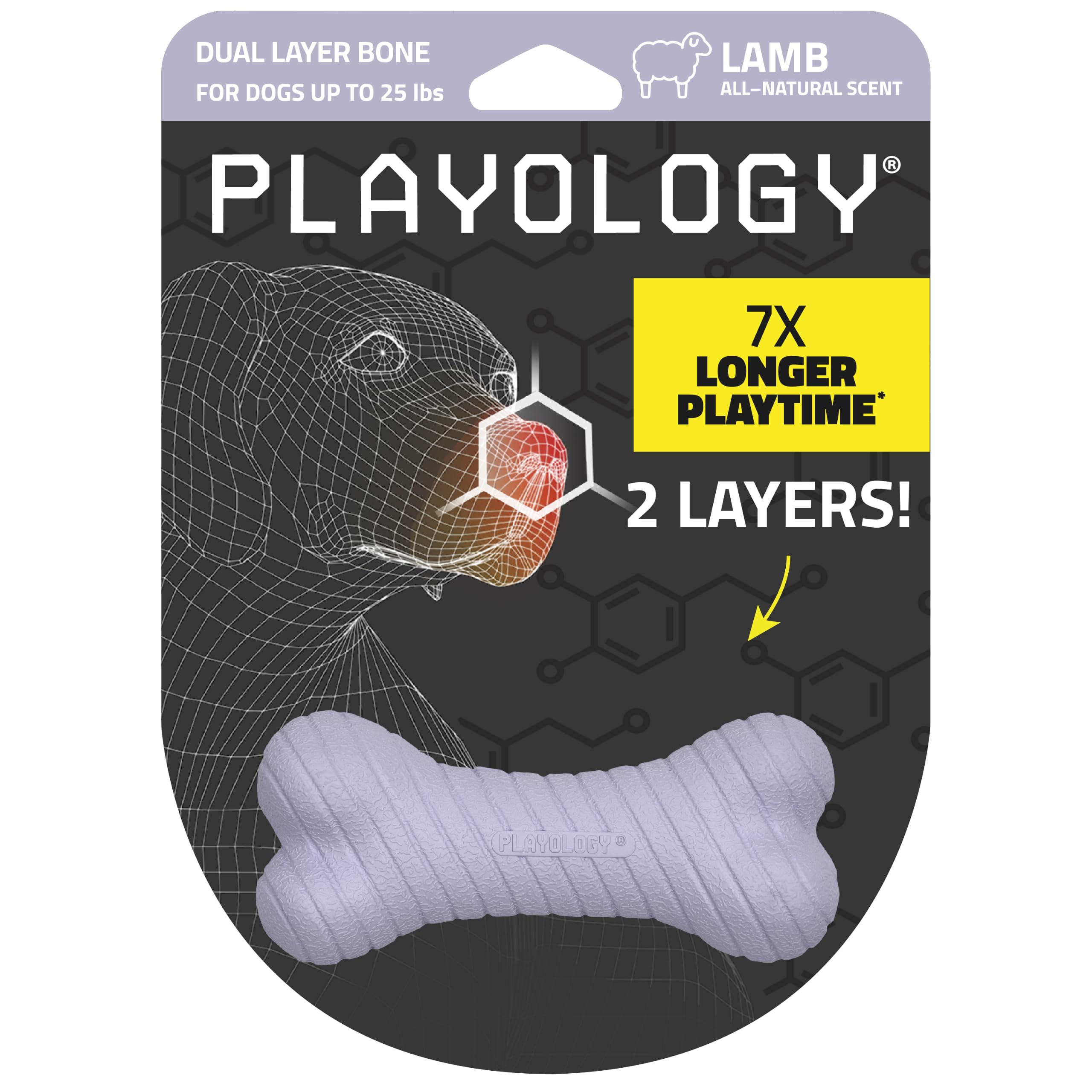 Playology Dual Layer Bone Dog Chew Toy - Small, Lamb Scent