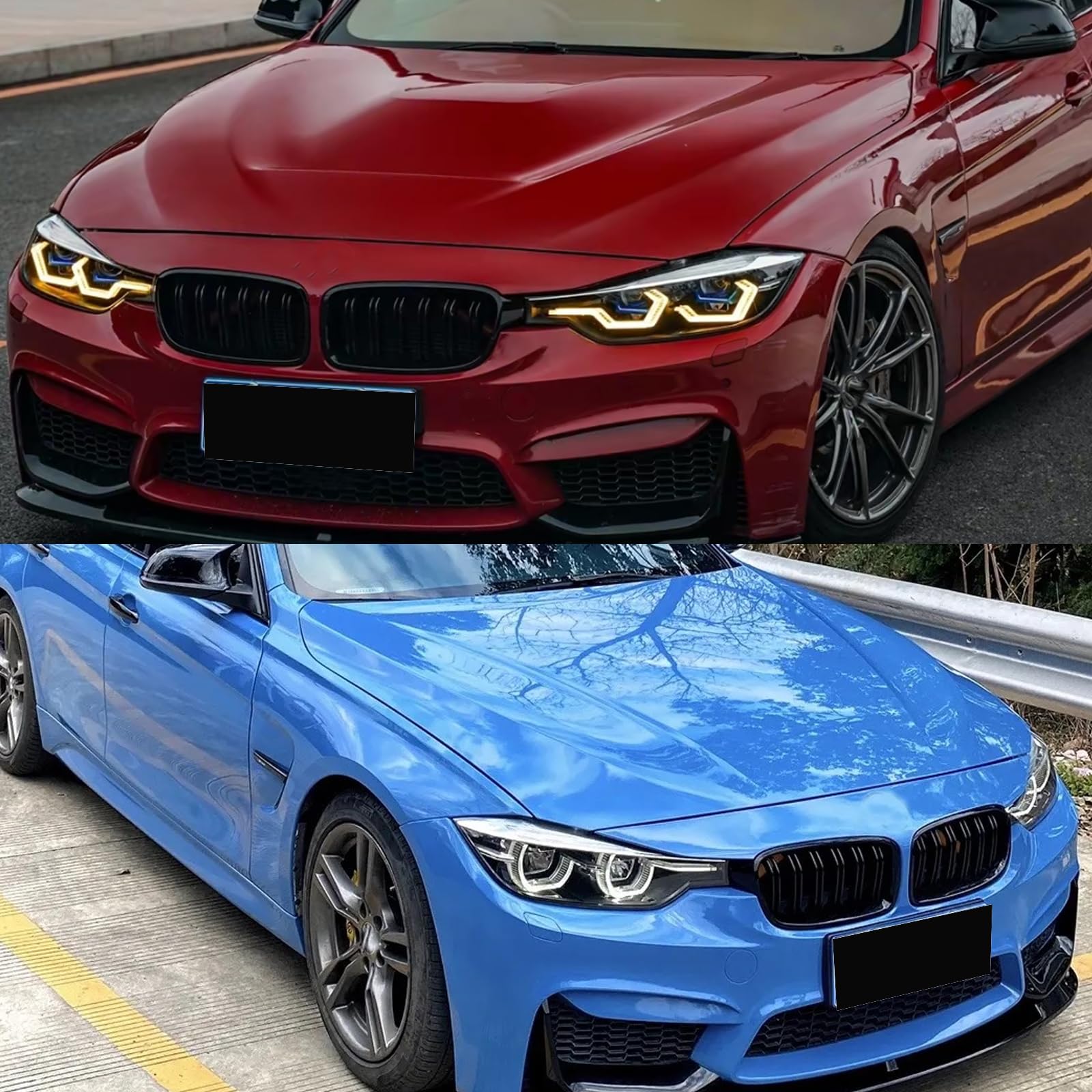 F30 F31 Griglia Anteriore per BMW 3er F30 F31 F35 Griglia Paraurti Nero Lucido Radiatori a doppio rene frontali 2012-2018 (For 3er F30 2012-2018)
