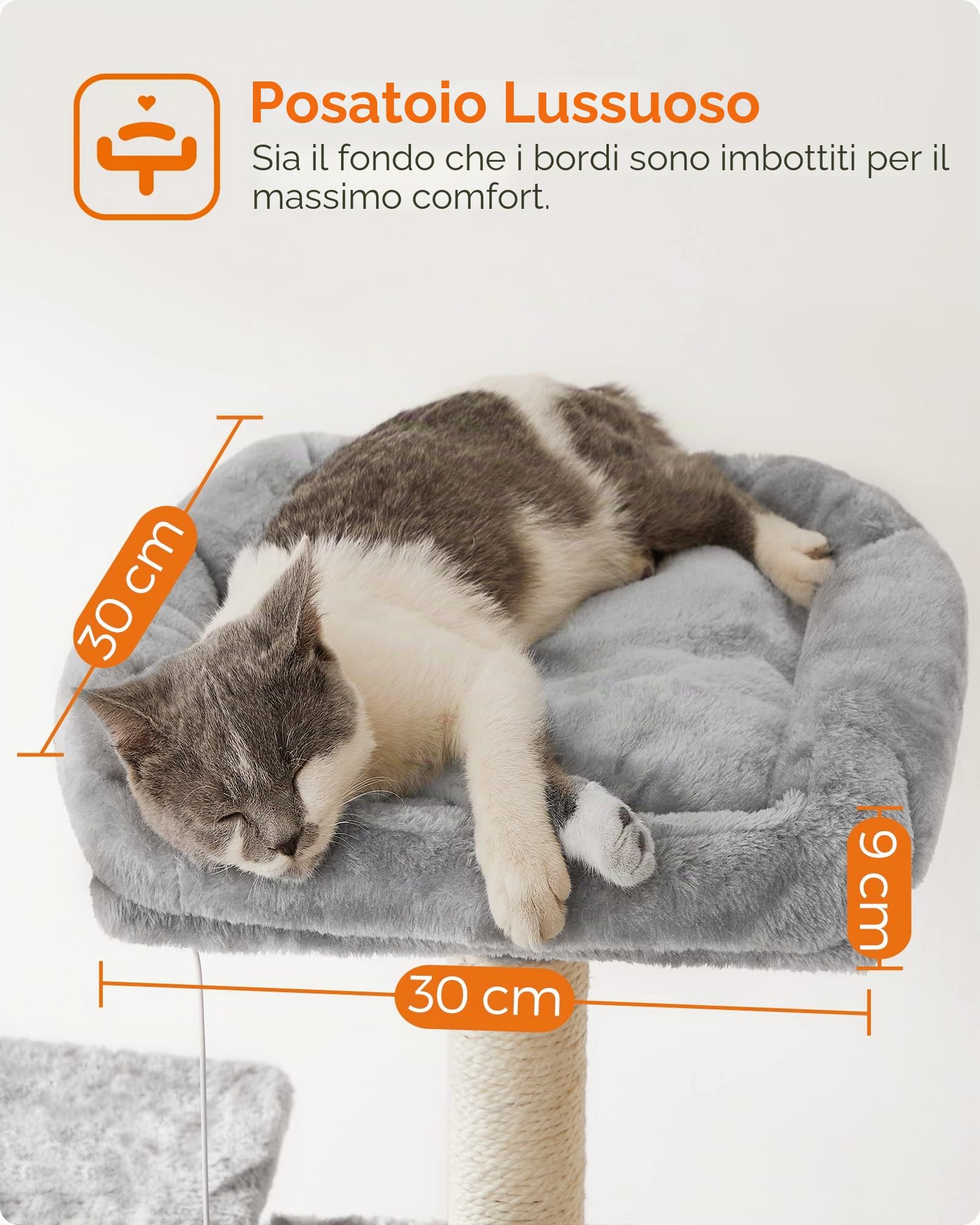FEANDREA Tiragraffi pe Gatti, XXL Posatoio, 164 cm, Grigio Chiaro PCT087W01