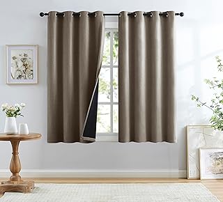 Coffee-Brown Linen Blackout Curtains for Bedroom Guest Room Dorm 52