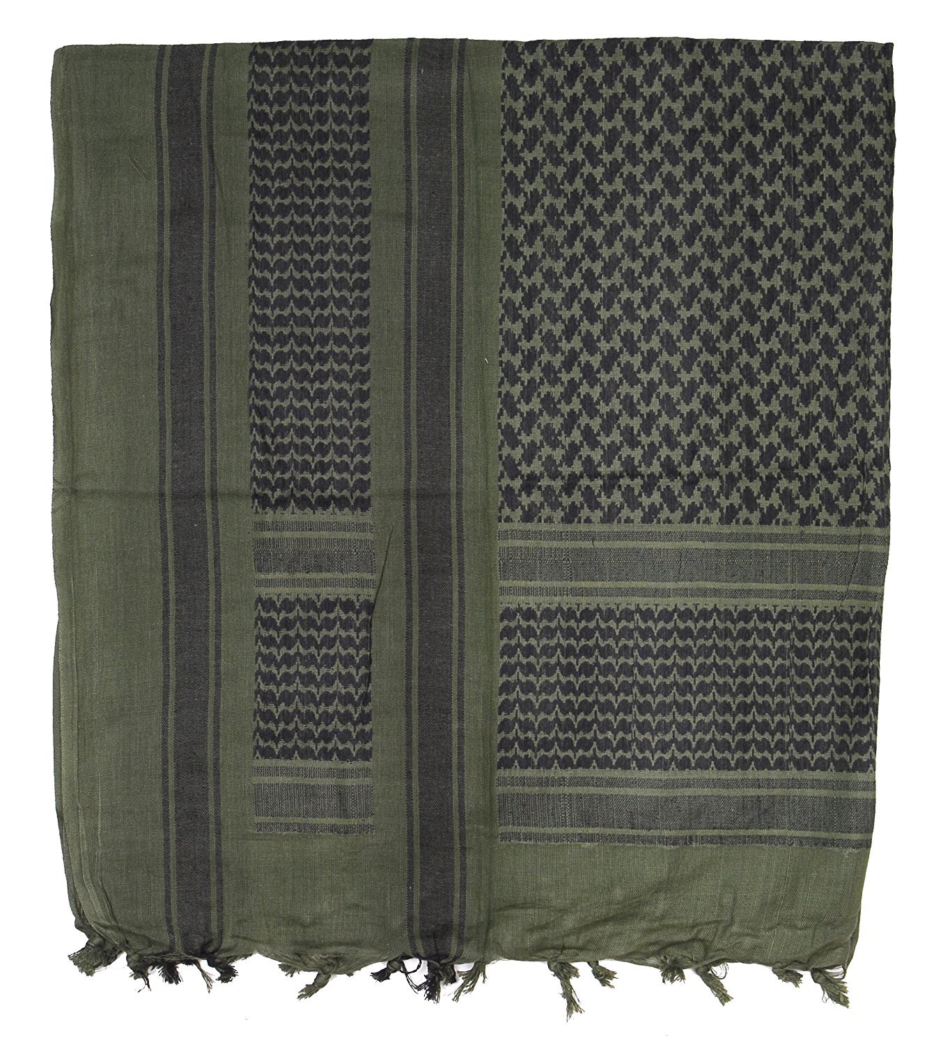 C.I. ARMY MILITARY SAS RETRO DESERT 100% COTTON LARGE SHEMAGH ARAB SCARF (Olive/Black)