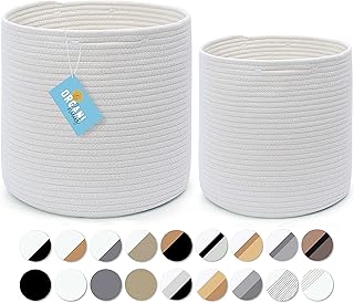 OrganiHaus 2-Pack White Basket for Plants Indoor | 10 & 12 inch Planter Cover | Woven Rope Plant Basket Planters | Flower ...