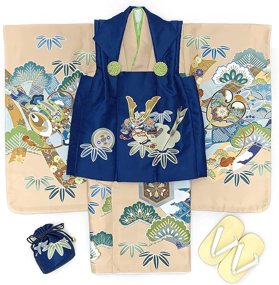 Amazon | [京都室町st．] 七五三 着物 3歳 男の子 被布セット 合繊