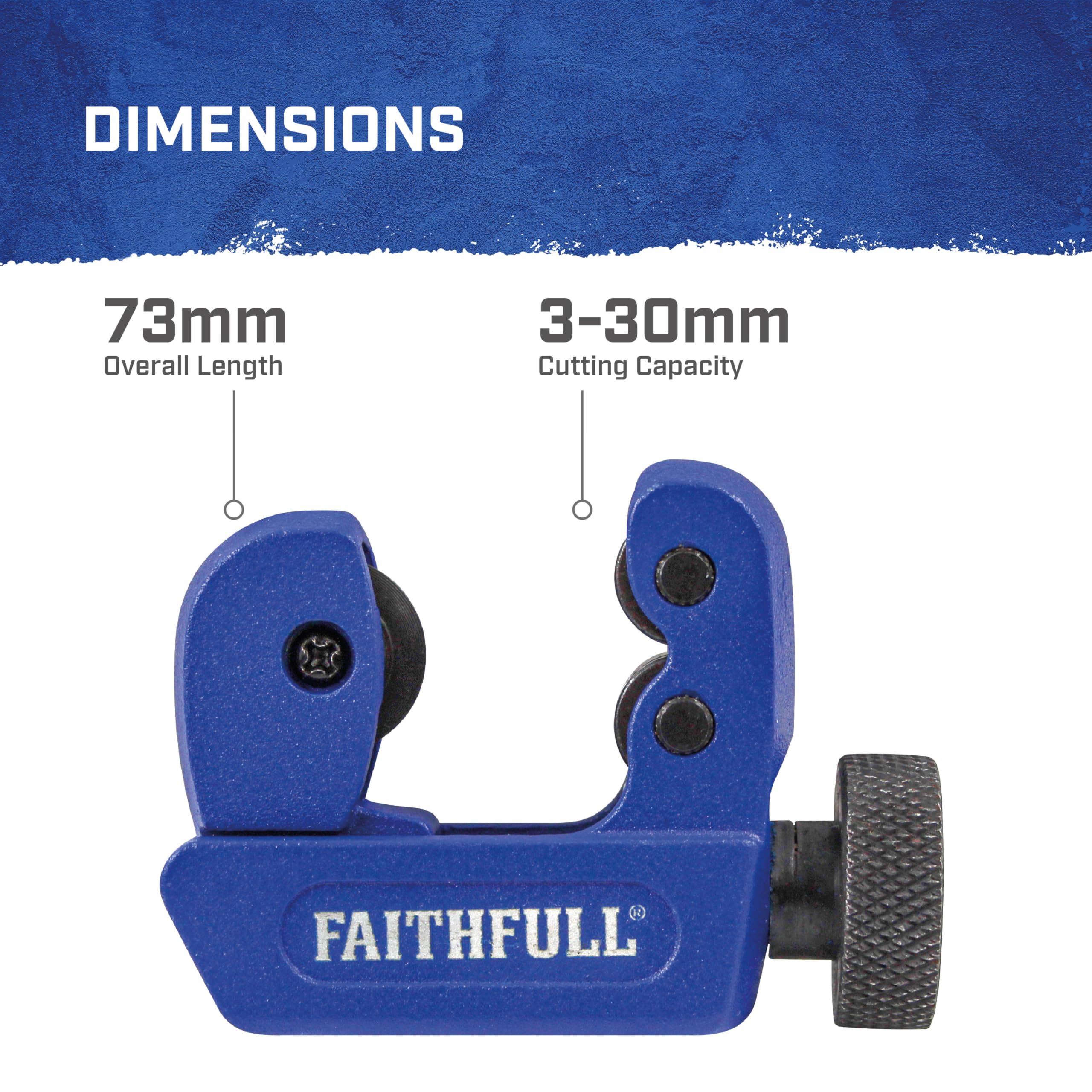 Faithfull Metal Pipe Cutter 3-30mm - Adjustable Pipe Cutting Tool with Sharp Wheel for Copper Brass, Aluminium & Thin Steel Tubing - Image 2