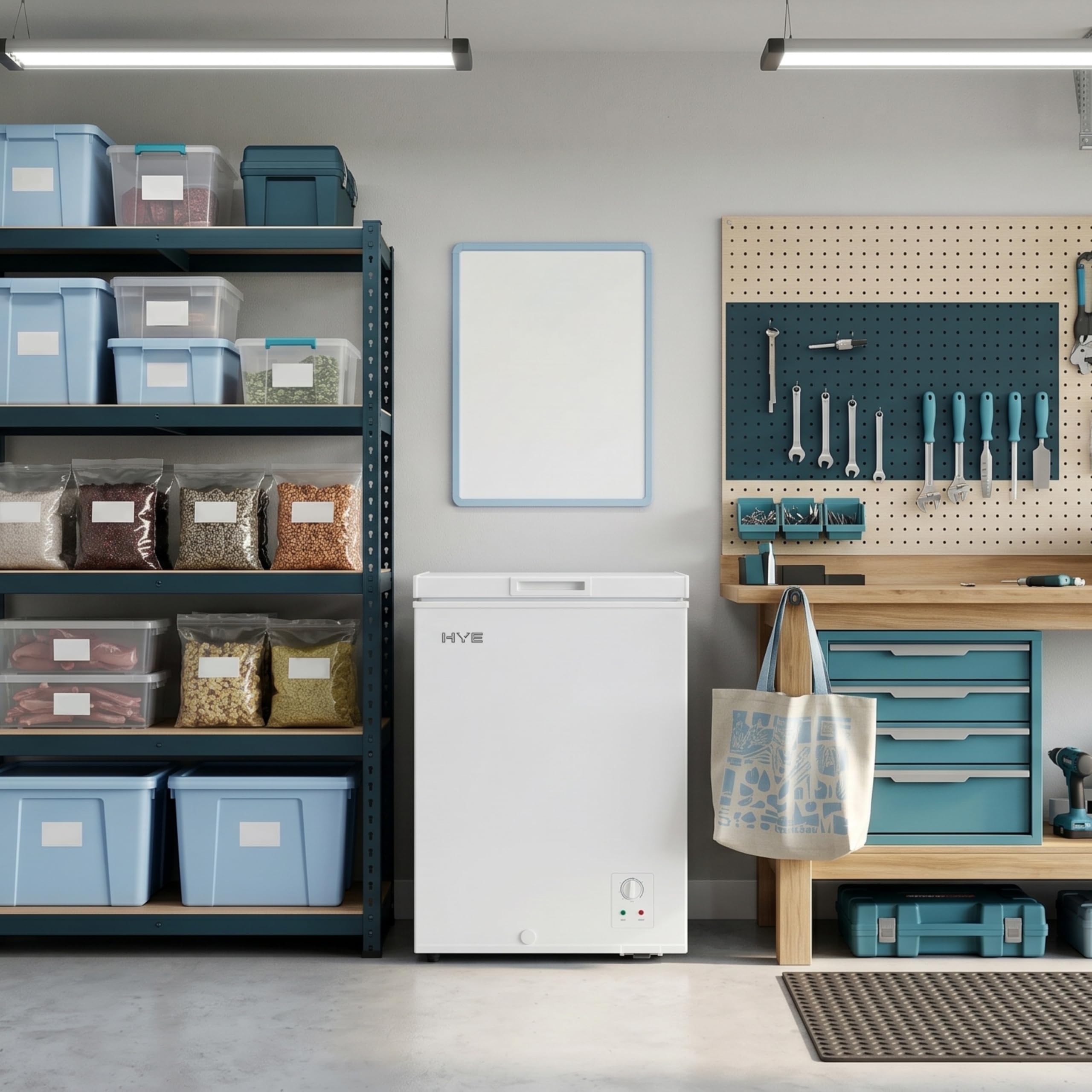 HYE Chest Freezer - 96L Freezer, Quiet 42 dB Operation, Mechanical Temperature Control, Freestanding Design, White, Suitable For Garages & Outbuildings - RF01CF96W24 — view 8