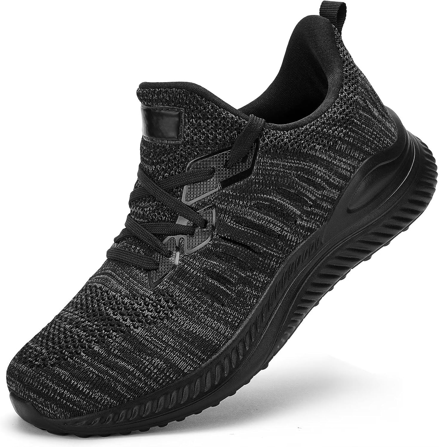 Slow Man Men Walking Sneakers Tennis Shoes Slip On Running Shoes Lightweight Breathable Workout Athletic Gym Casual Sneakers Wide Width 11.5 Wide Mix Black