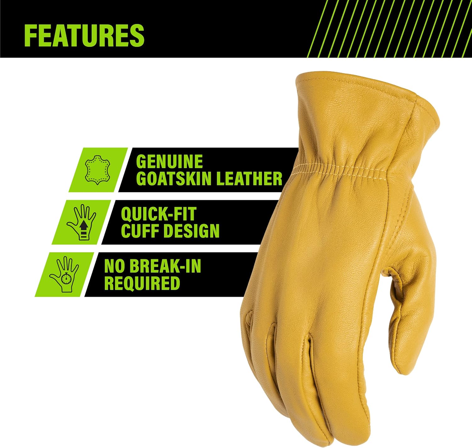 AWP Grain Leather Goatskin Work Gloves for Men and Women, Made with Genuine Top-Grain Goatskin Leather, Large