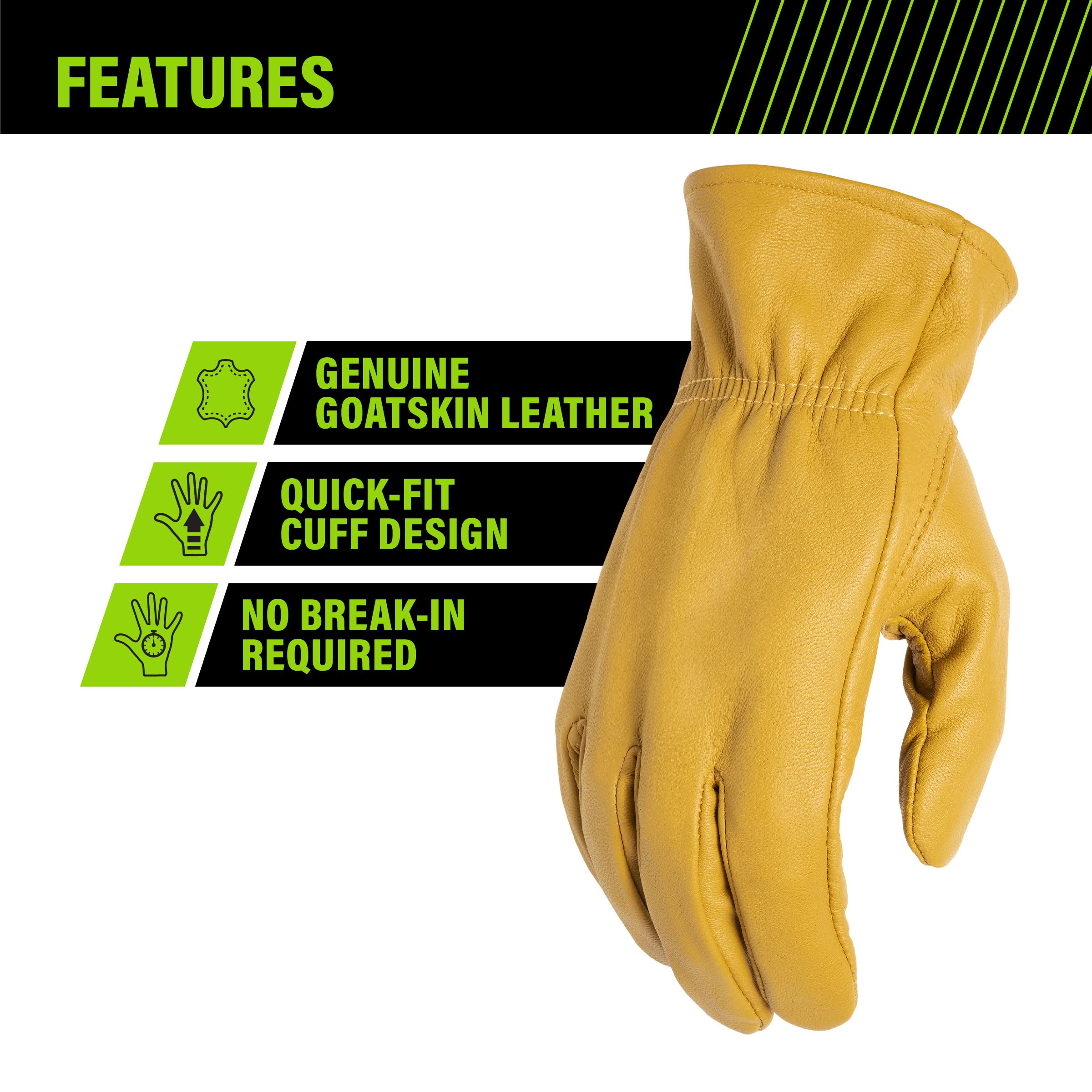 AWP Grain Leather Goatskin Work Gloves for Men and Women, Made