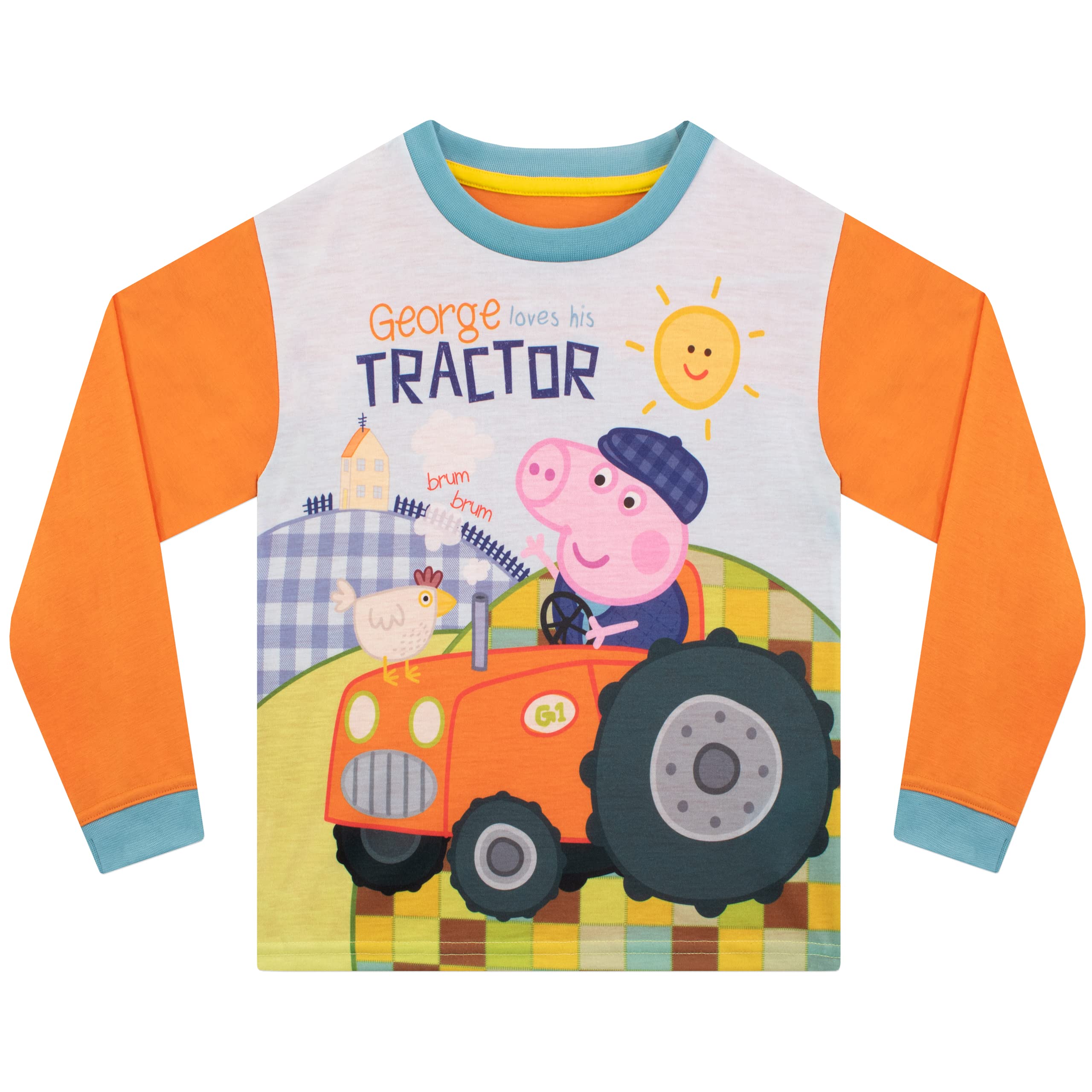 Peppa Pig Ragazzi George Pig Pigiama Fattoria Trattore Set di Pigiama a Maniche Lunghe per Bambini 6-7 Anni Arancione