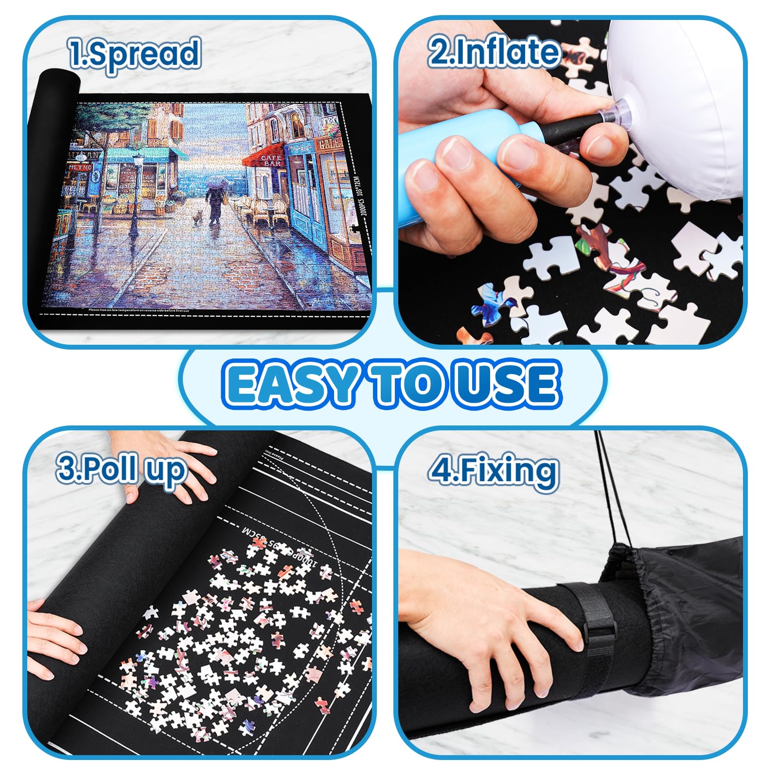 Tapis Rangement Puzzles MOZOOSON - Pour 1000/2000/3000 Pièces - Feutre Antidérapant Avec Pompe