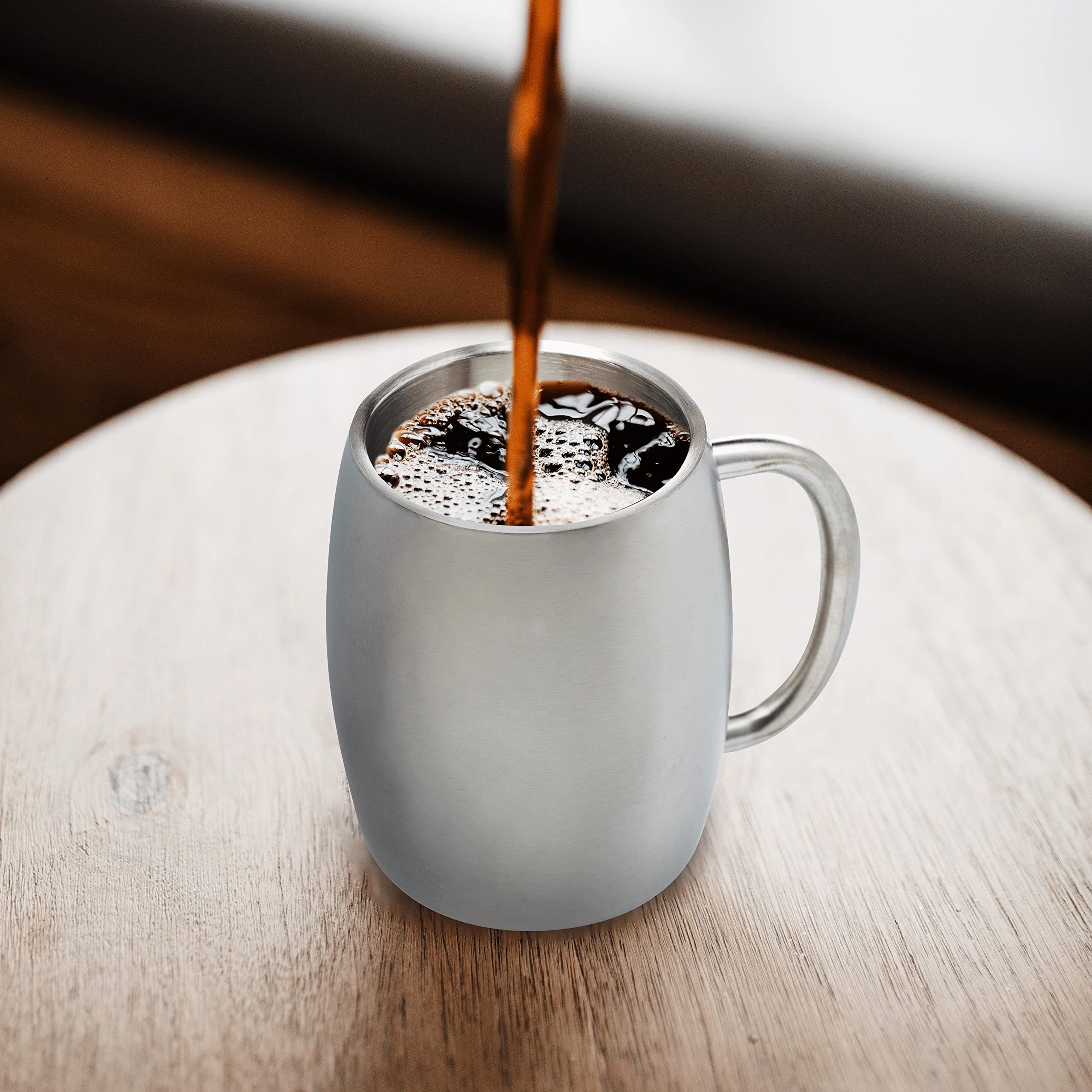 Amazon.com: DISCOUNT PROMOS Agnes Stainless Steel Mugs with Handle 14 oz.  Set of 6, Bulk Pack - Double Wall, Perfect for Coffee, Beer, Other Hot &  Cold Beverages - Silver : Home & Kitchen
