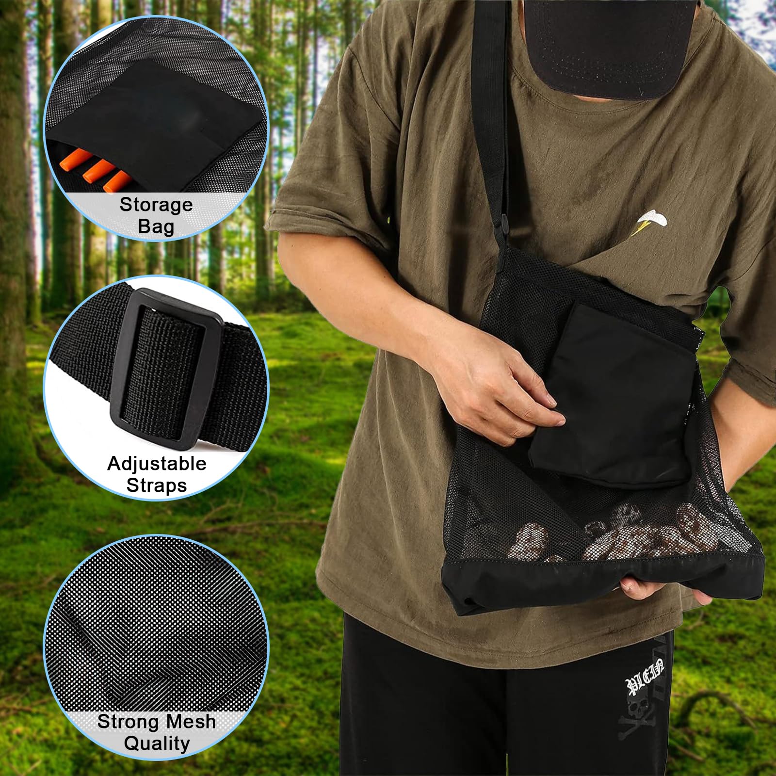 Pilzsammeltasche Aus Netzgewebe - Verstellbar & Faltbar Für Wanderungen