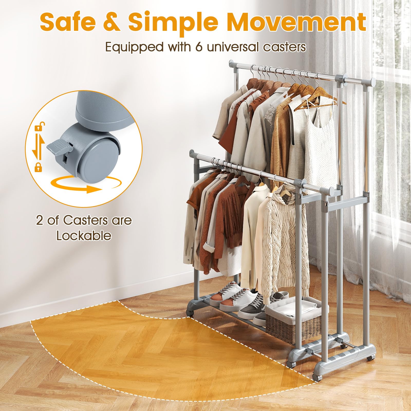 Amazon.com: COSTWAY Double Rod Clothing Rack, Heavy-Duty Metal