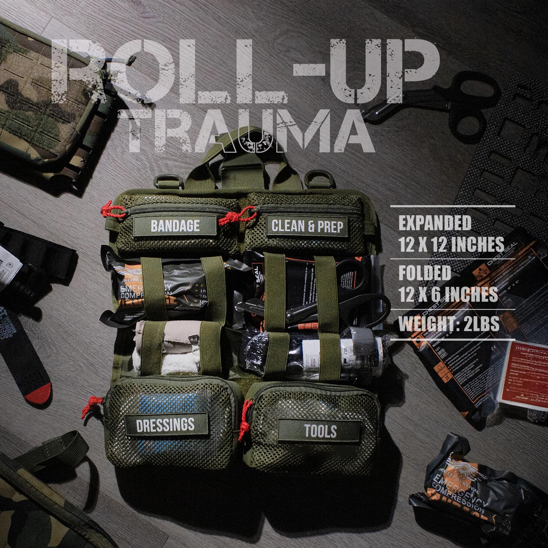 EVERLIT Kit di primo soccorso arrotolabile per traumi con laccio emostatico tattico IFAK, kit medico di emergenza per esterni, veicoli e casa, borsa Molle a sgancio rapido per i primi soccorritori